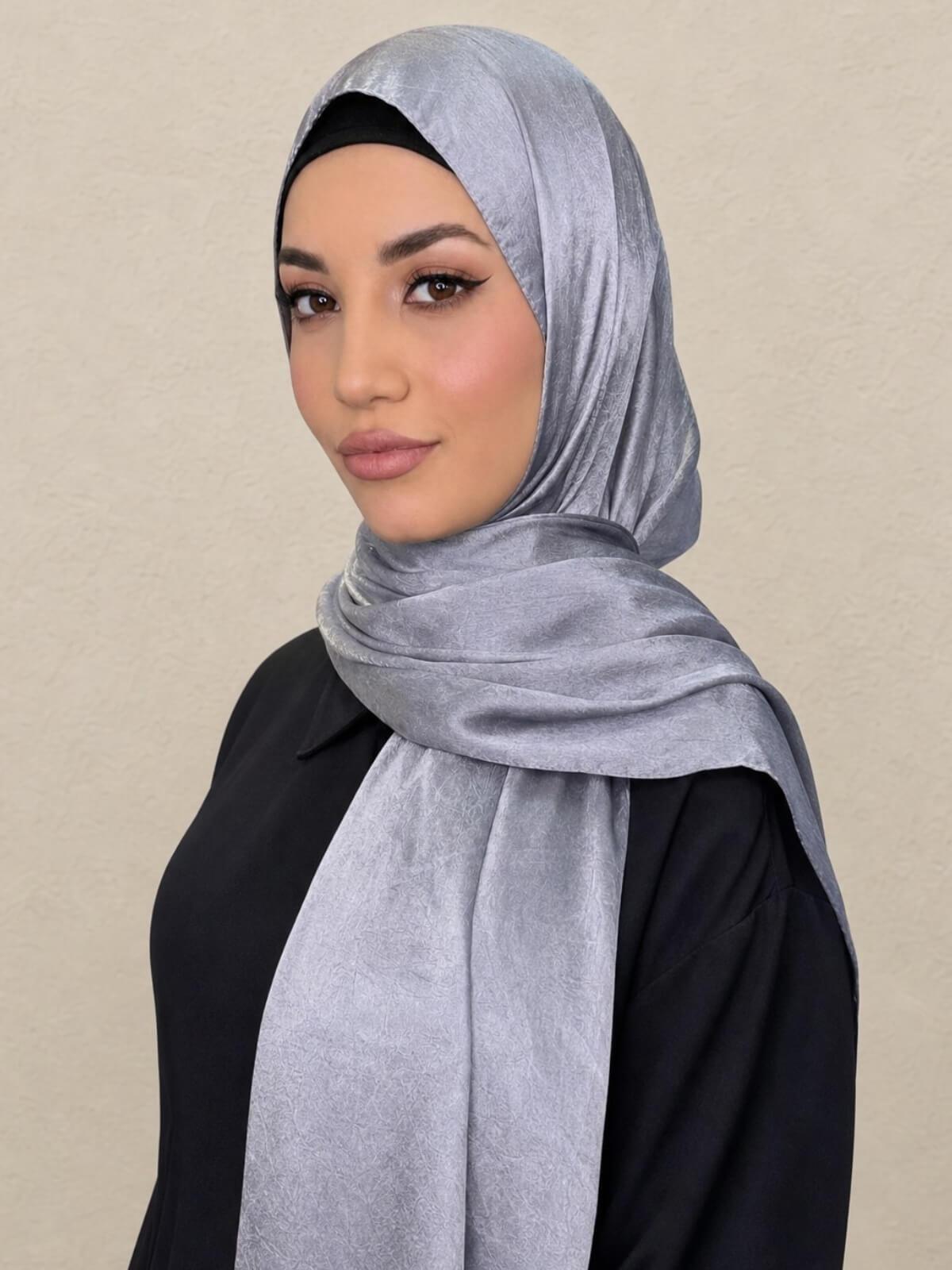 Classic Satin Hijab-Slate Dove Grey