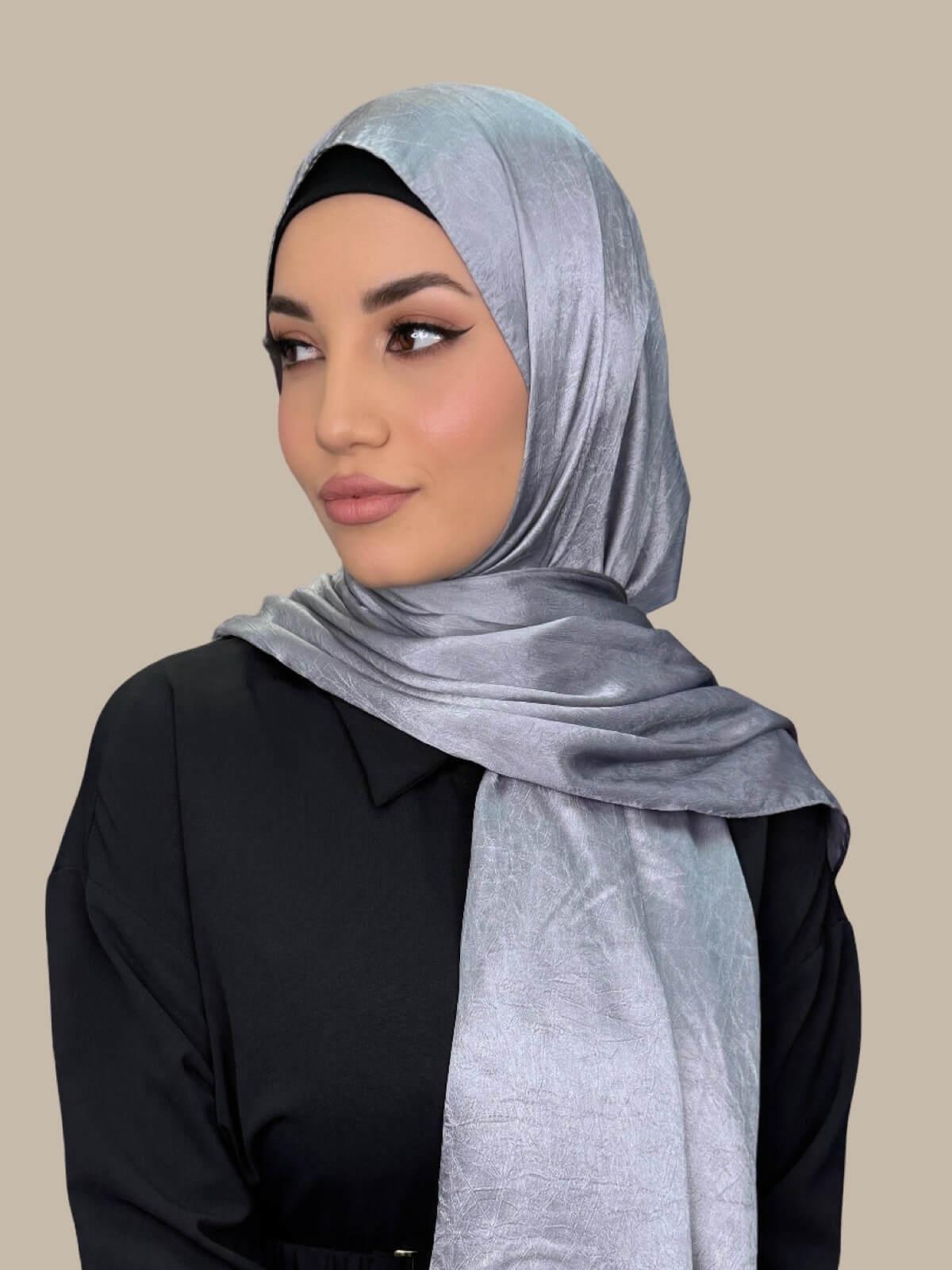Classic Satin Hijab-Slate Dove Grey