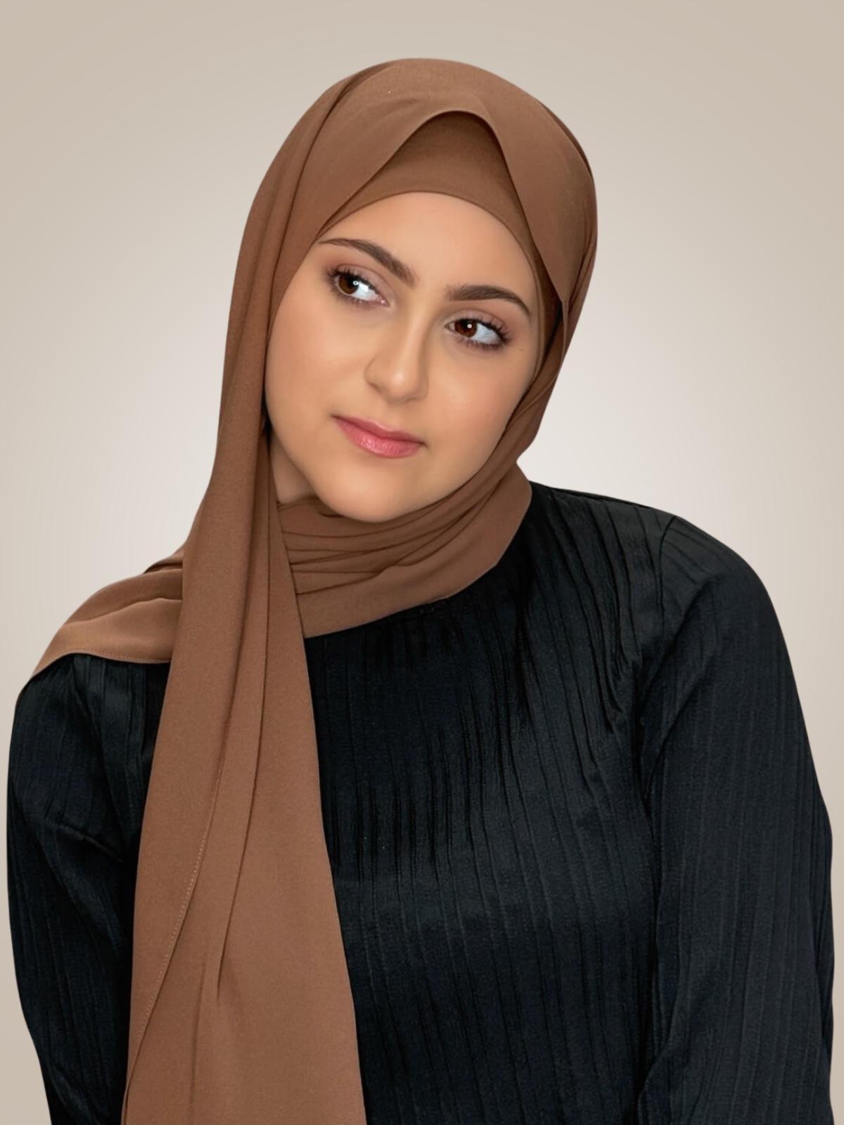 Modish Girl Matching Chiffon Hijab Set-Cinnamon