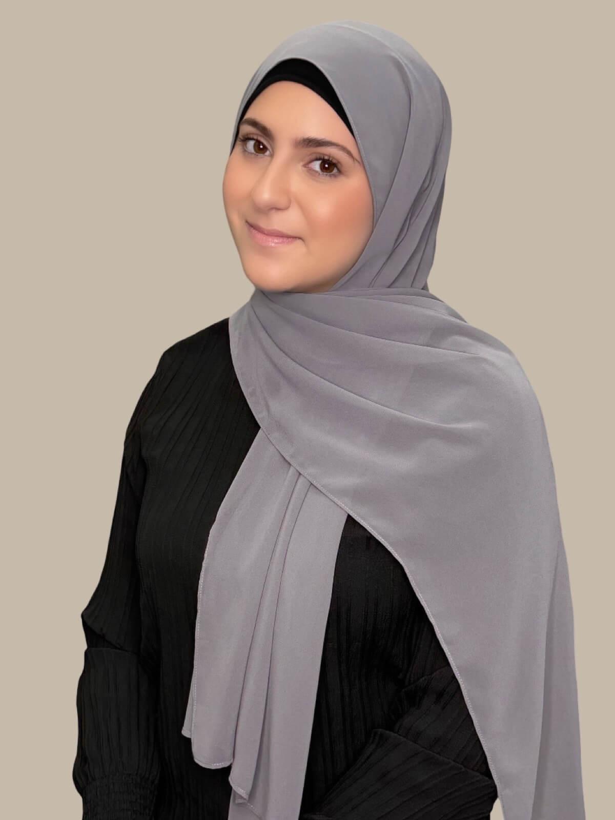 Modish Girl Luxury Chiffon Hijab-Fossil Grey