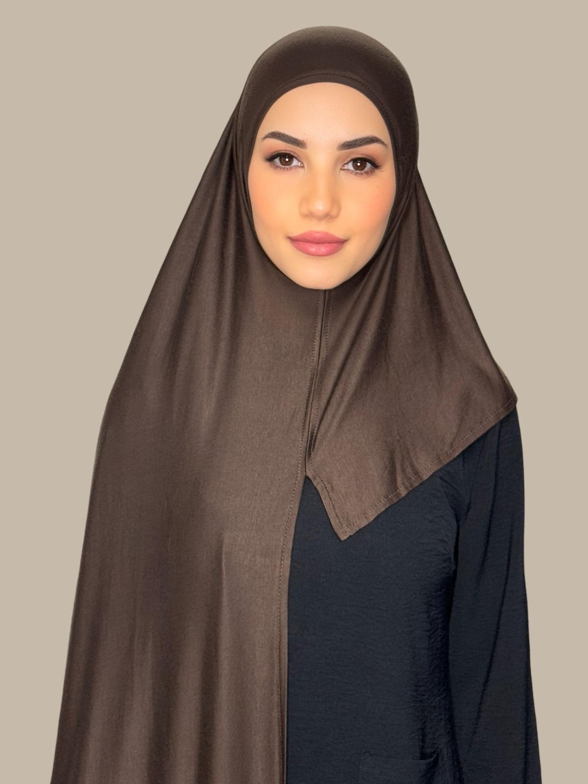 Pre-Sewn Jersey Hijab-Chocolate Brown