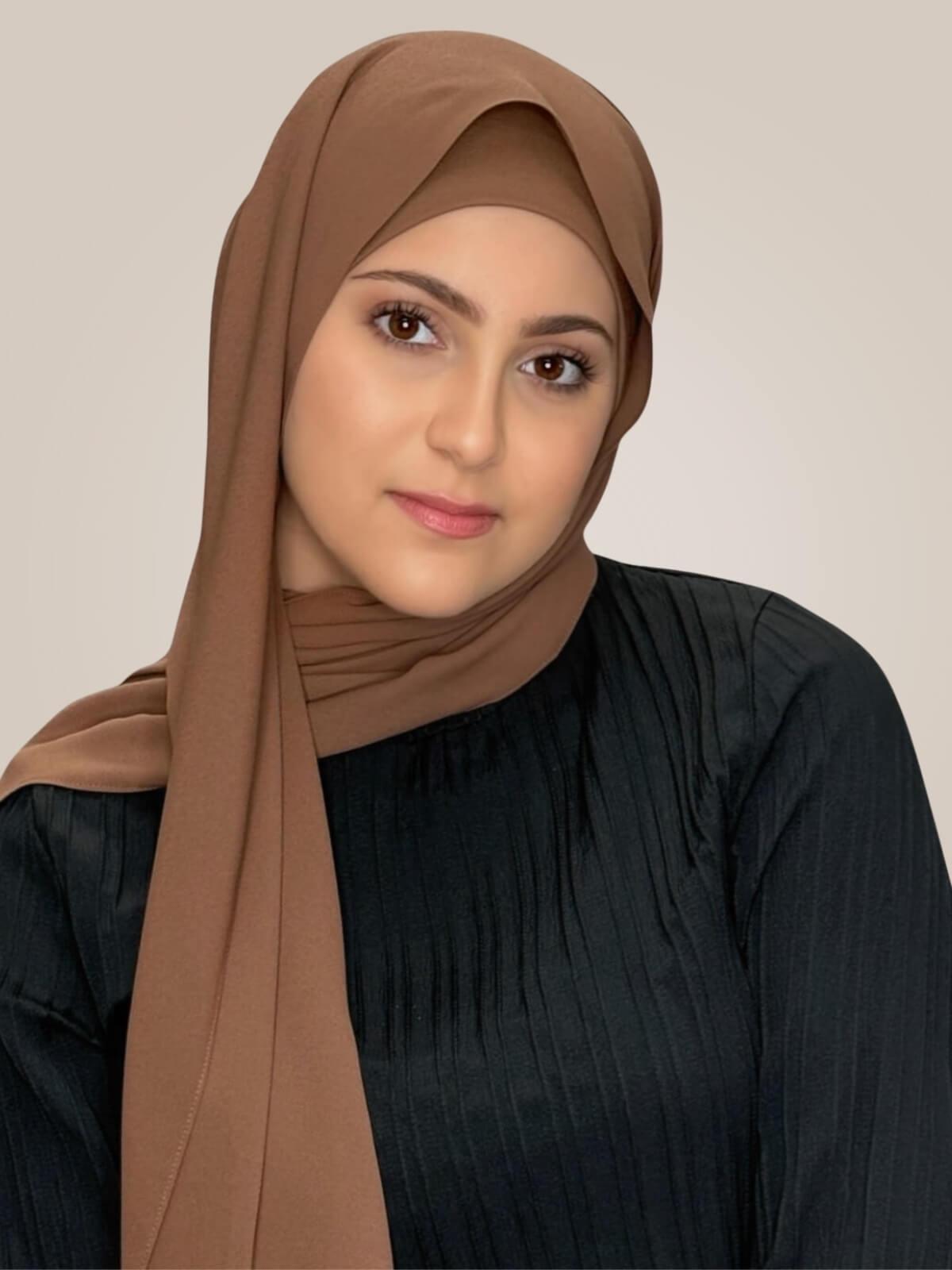 Modish Girl Matching Chiffon Hijab Set-Cinnamon