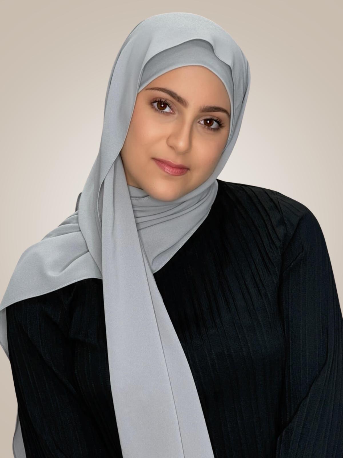 Modish Girl Matching Chiffon Hijab Set-Dolphin Gray