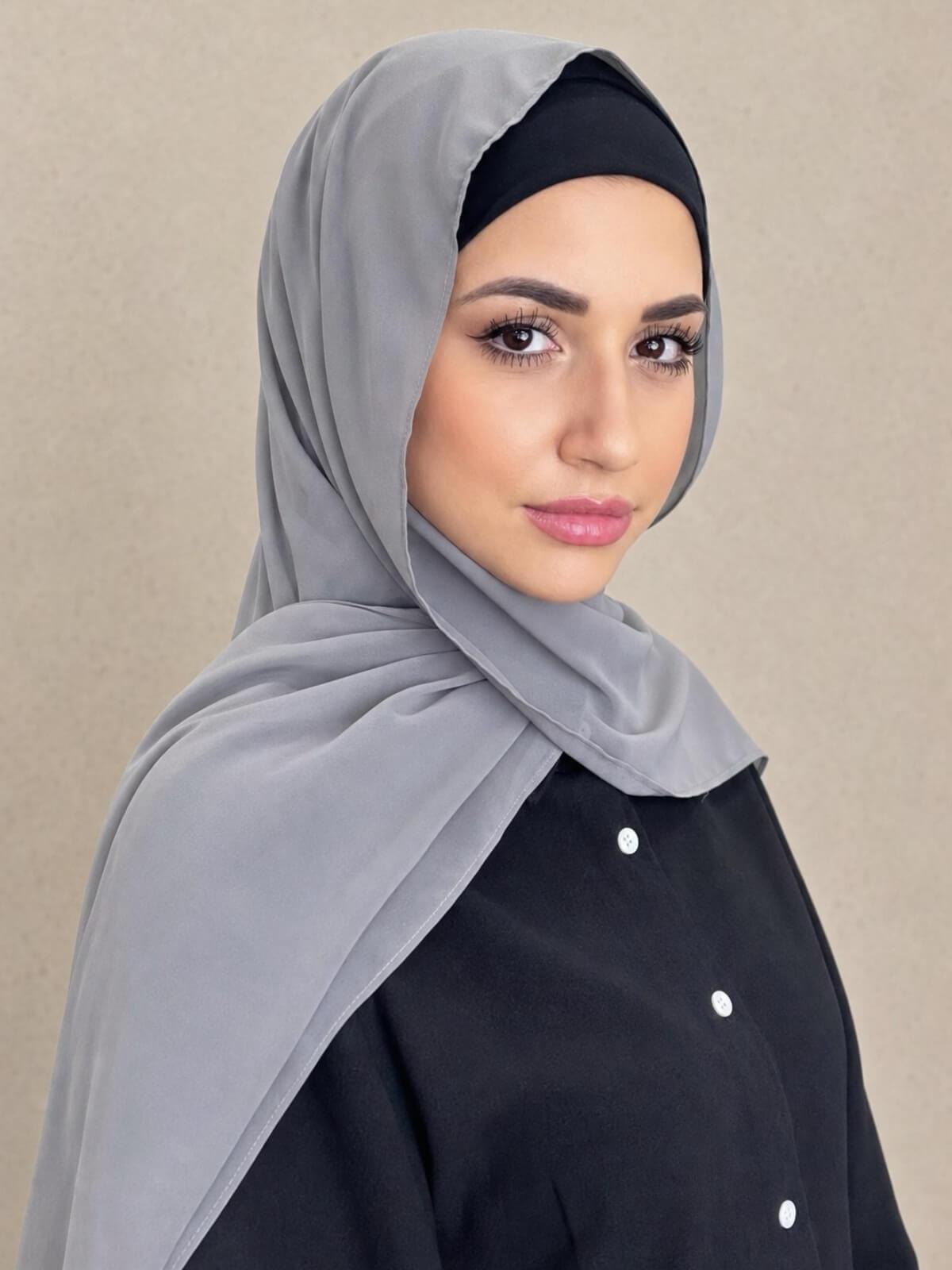 Luxury Chiffon Hijab-Frost Grey