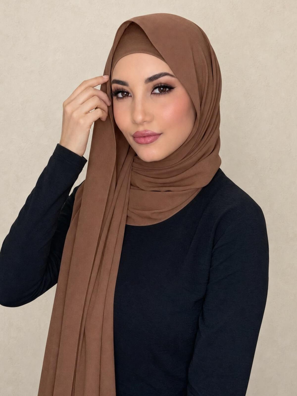Matching Chiffon Hijab Set-Cinnamon