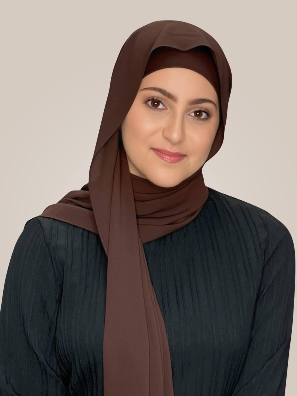Modish Girl Matching Chiffon Hijab Set-Umber