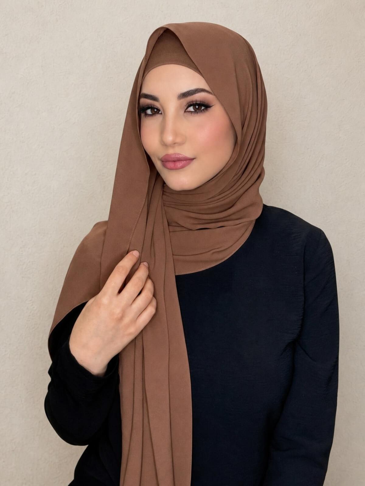 Matching Chiffon Hijab Set-Cinnamon