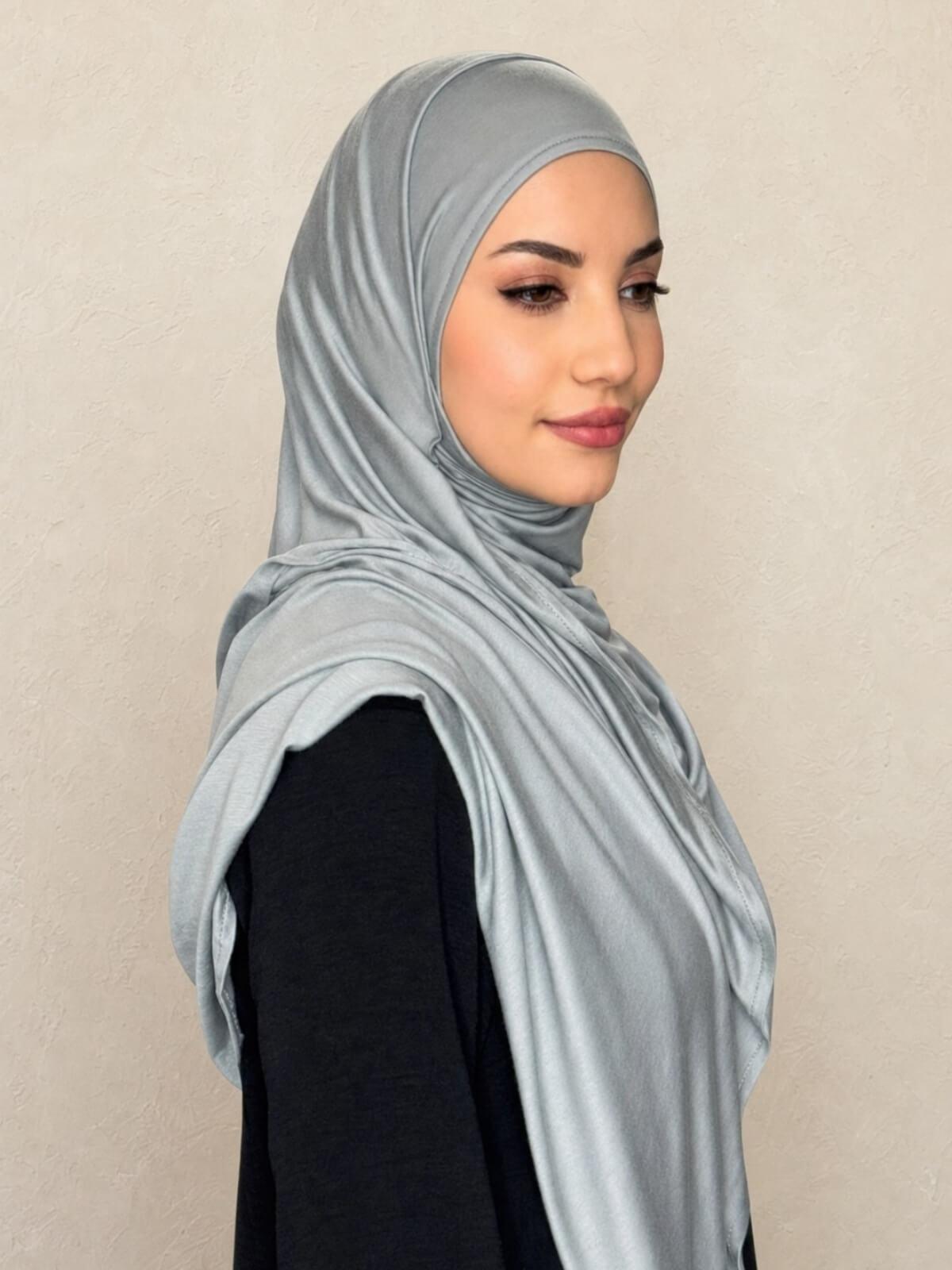 Pre-Sewn Jersey Hijab-Stone Green