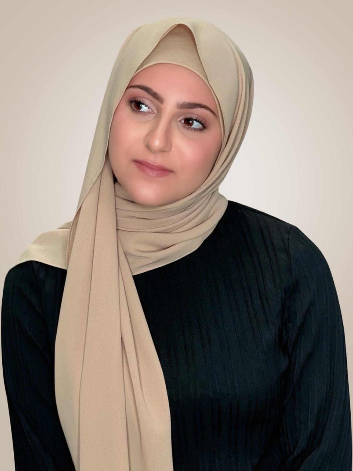 Modish Girl Matching Chiffon Hijab Set-Desert