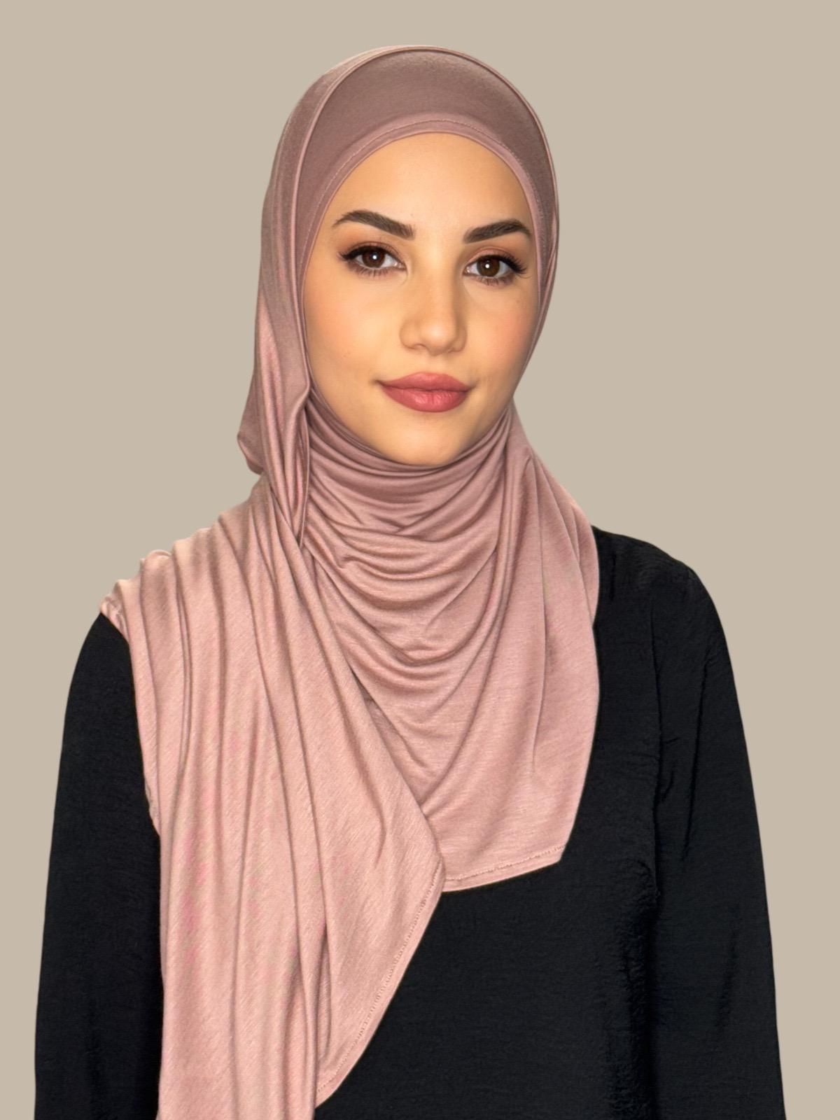 Pre-Sewn Jersey Hijab-Dusty Rose