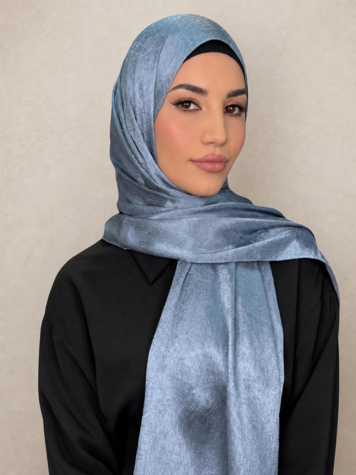 Classic Satin Hijab-Jean Blue