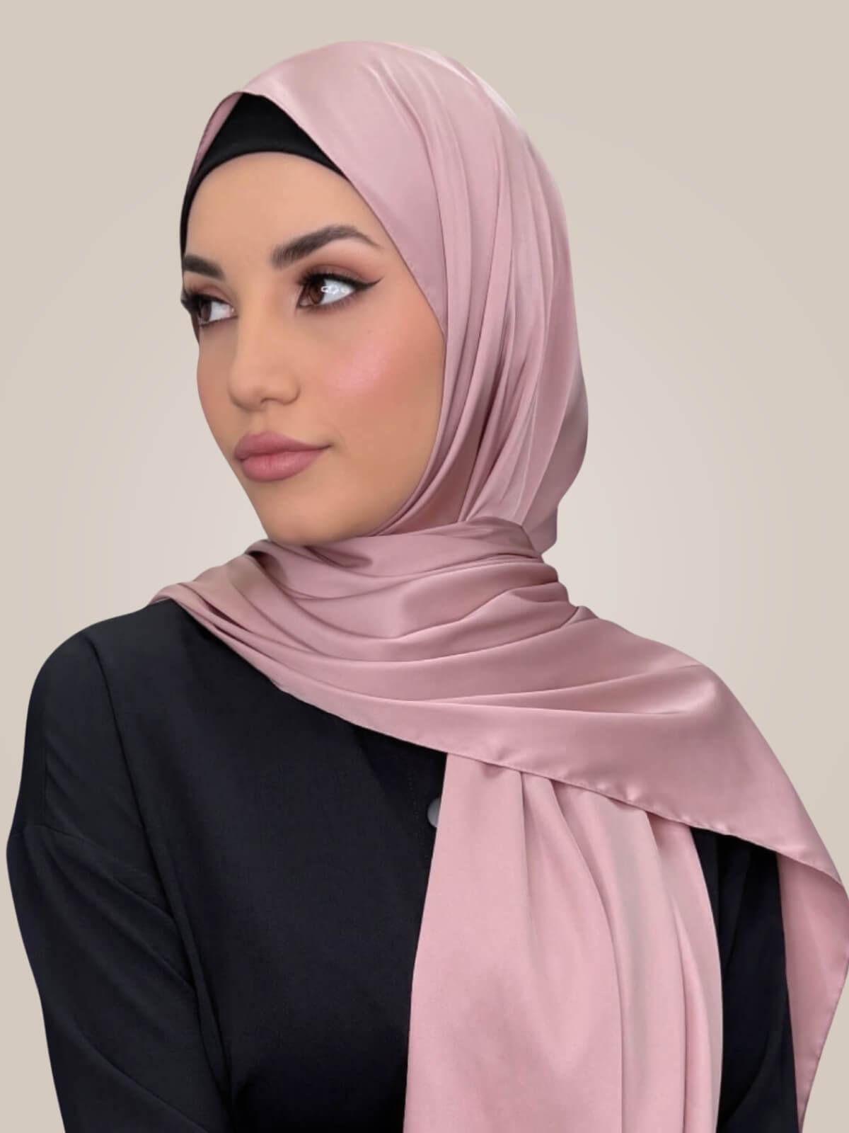 Premium Satin Hijab-Truffle Rose