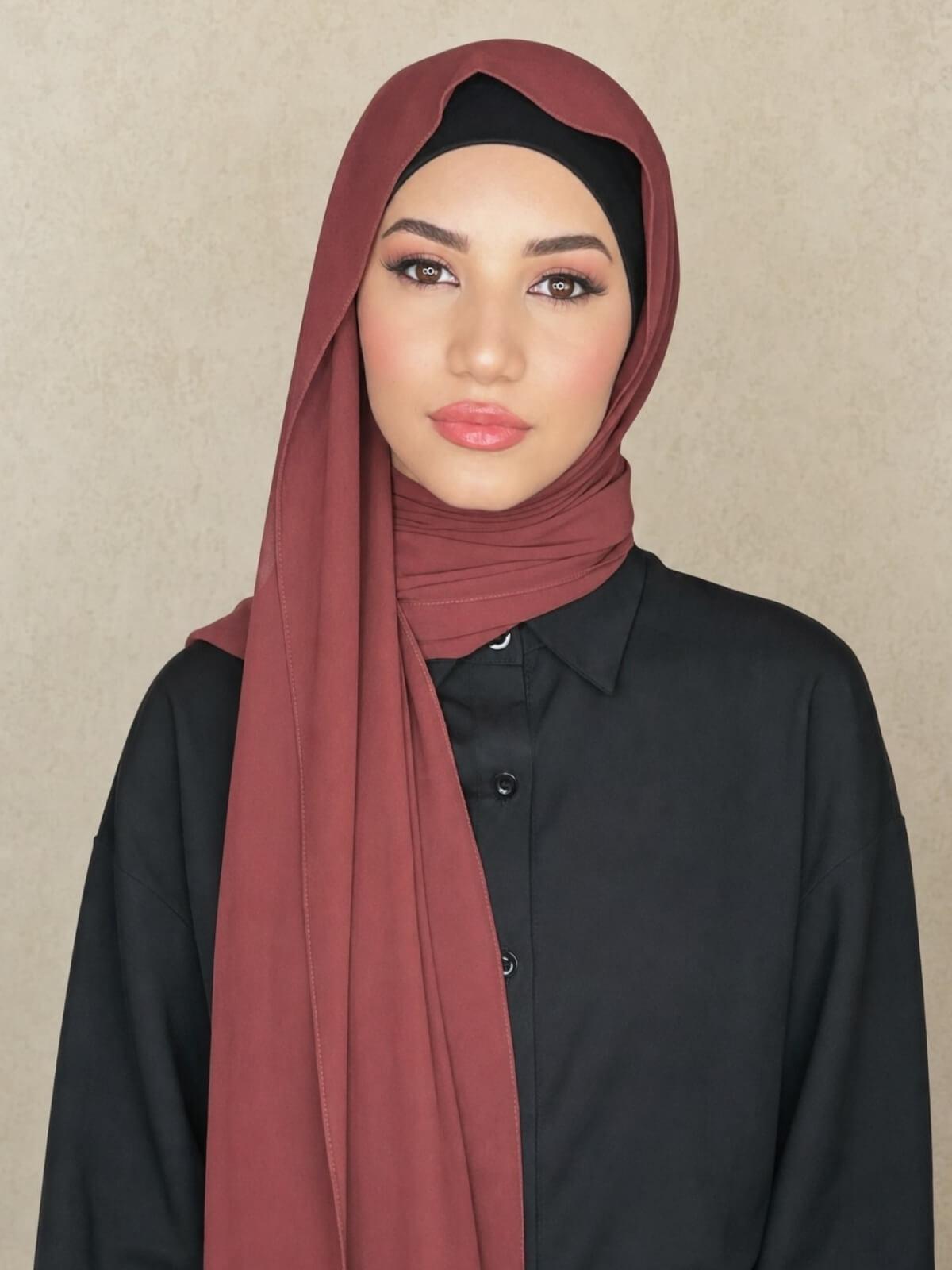 Classic Chiffon Hijab-Auburn Red