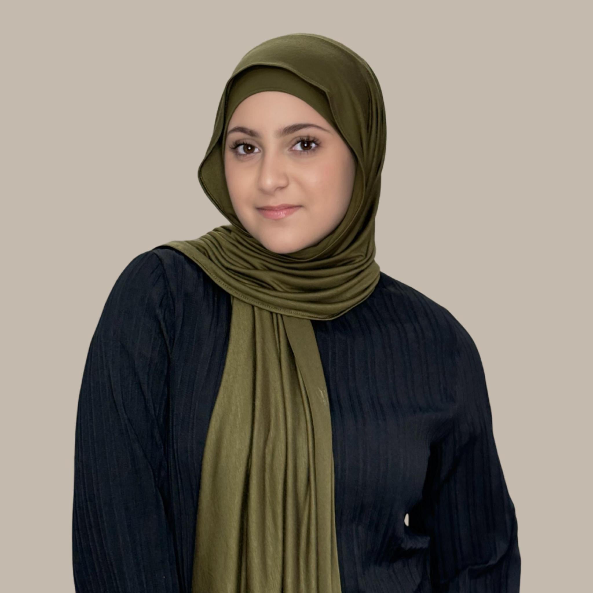 Modish Girl Premium Jersey Hijab-Olive Green