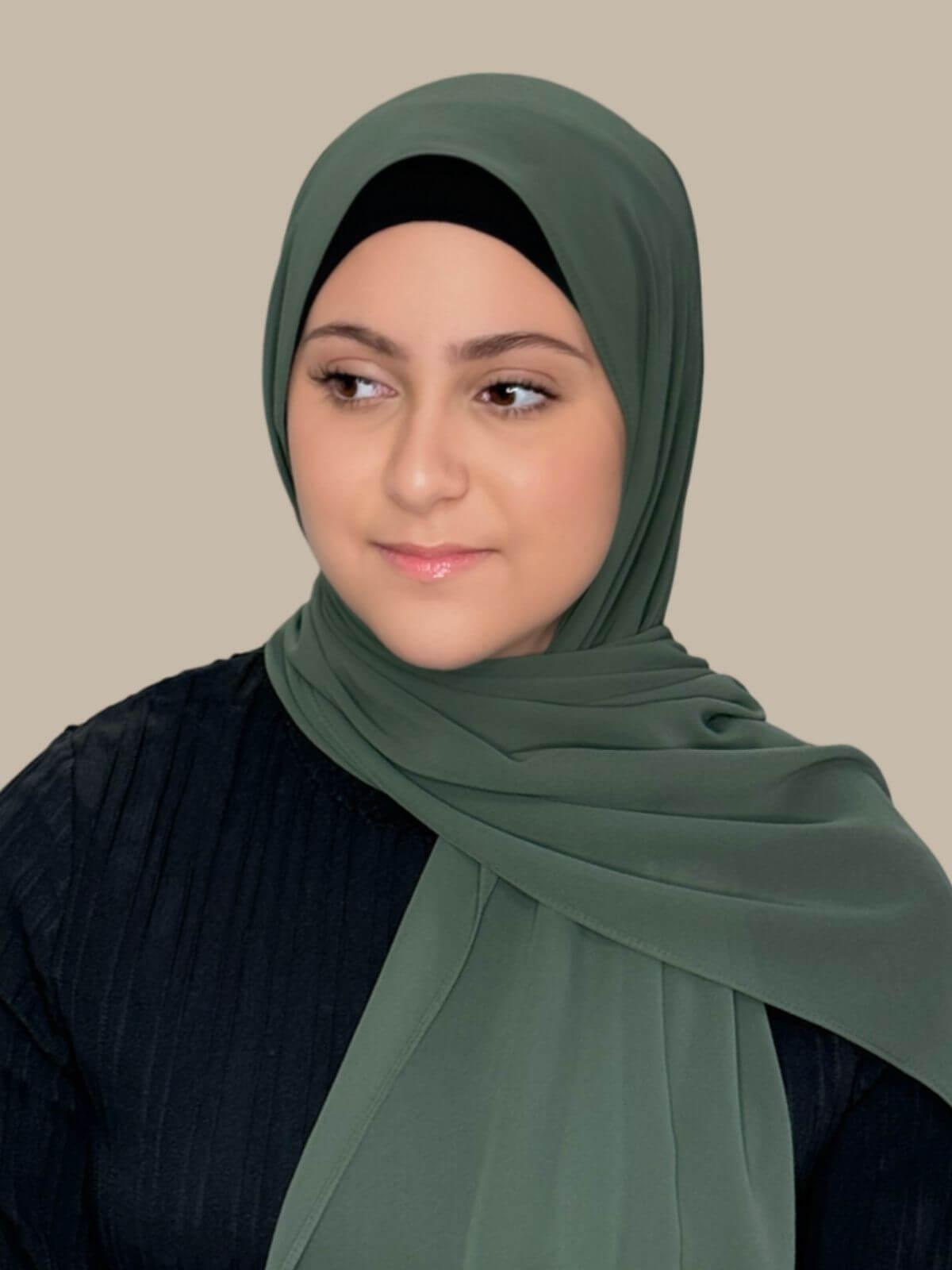 Modish Girl Luxury Chiffon Hijab-Army Green