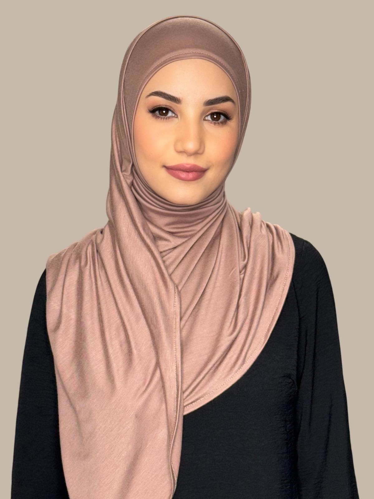 Pre-Sewn Jersey Hijab-Pale Taupe