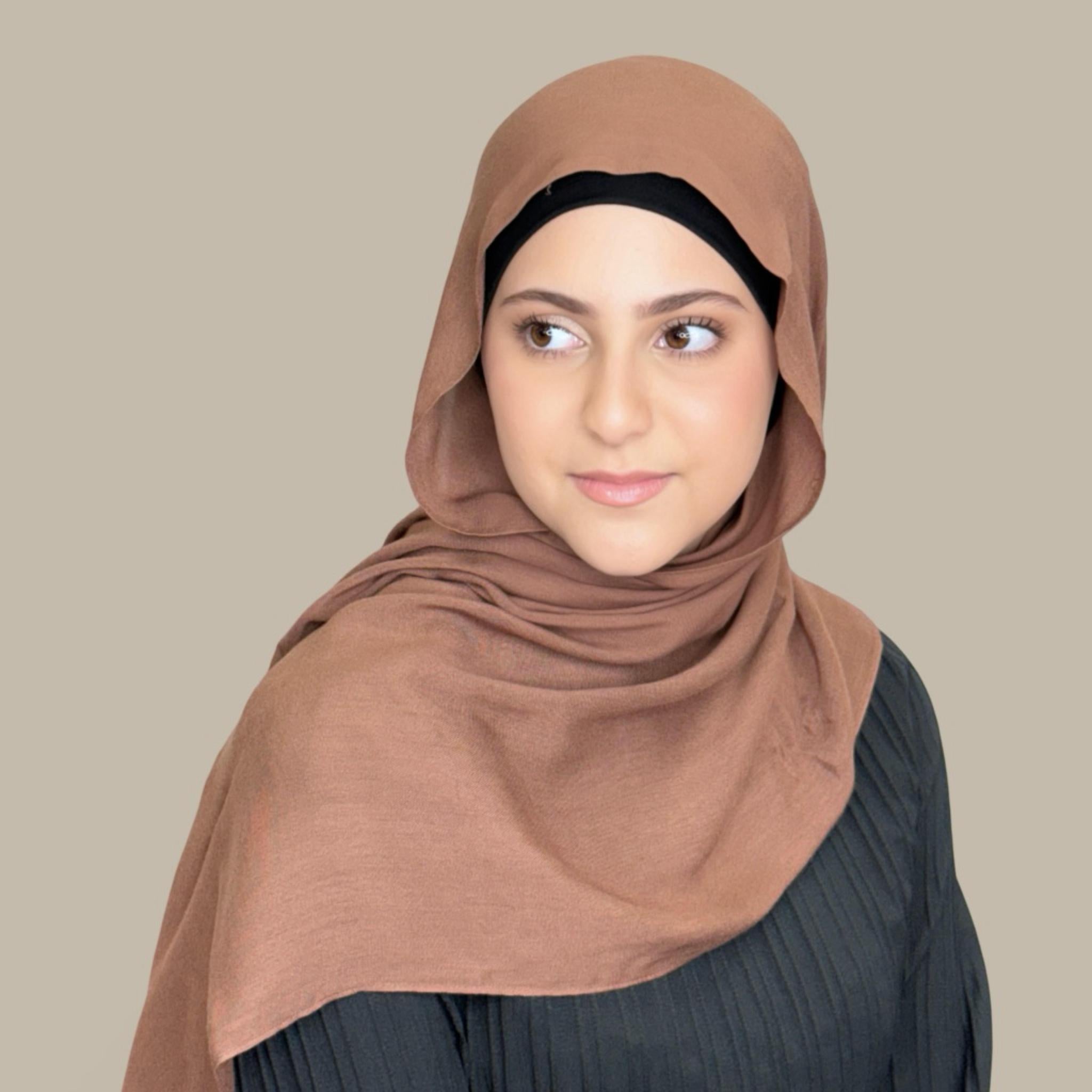 Modish Girl Cotton Modal Hijab-Burnt Cinnamon