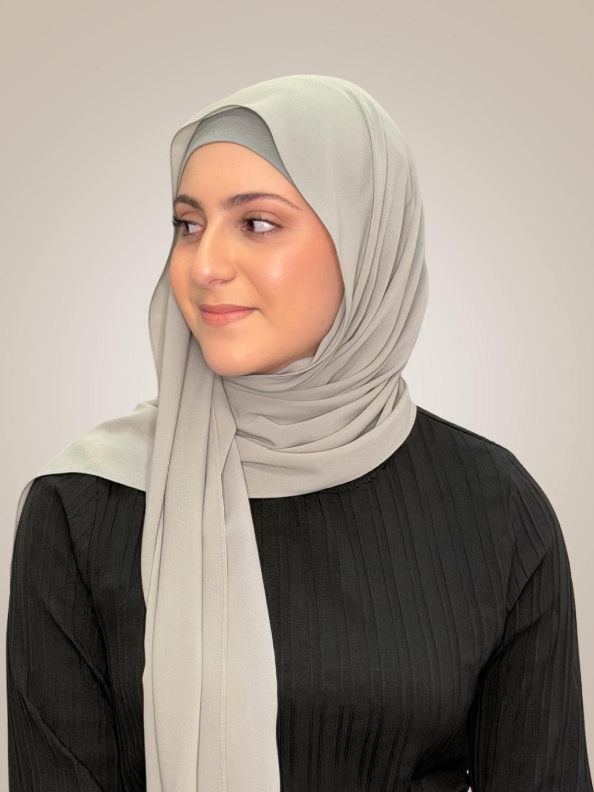 Modish Girl Matching Chiffon Hijab Set-Soft Sage