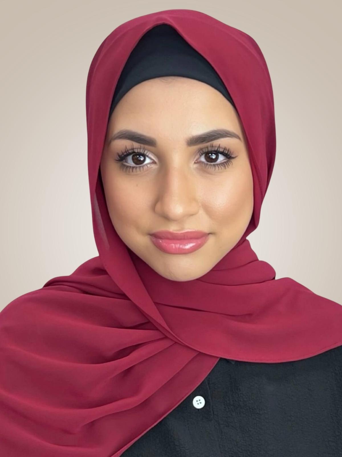 Luxury Chiffon Hijab-Blood Red