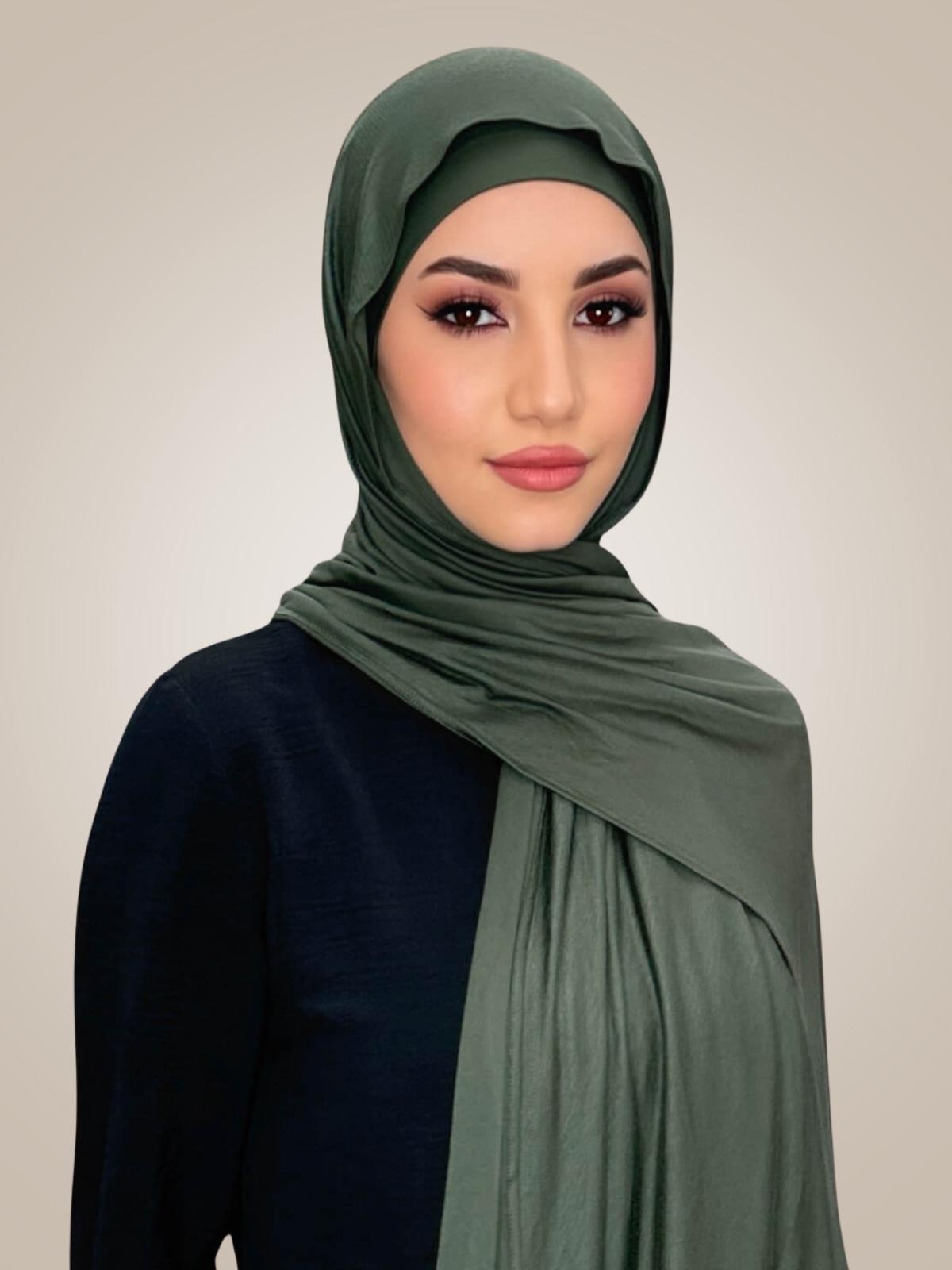 Premium Jersey Hijab-Army Green