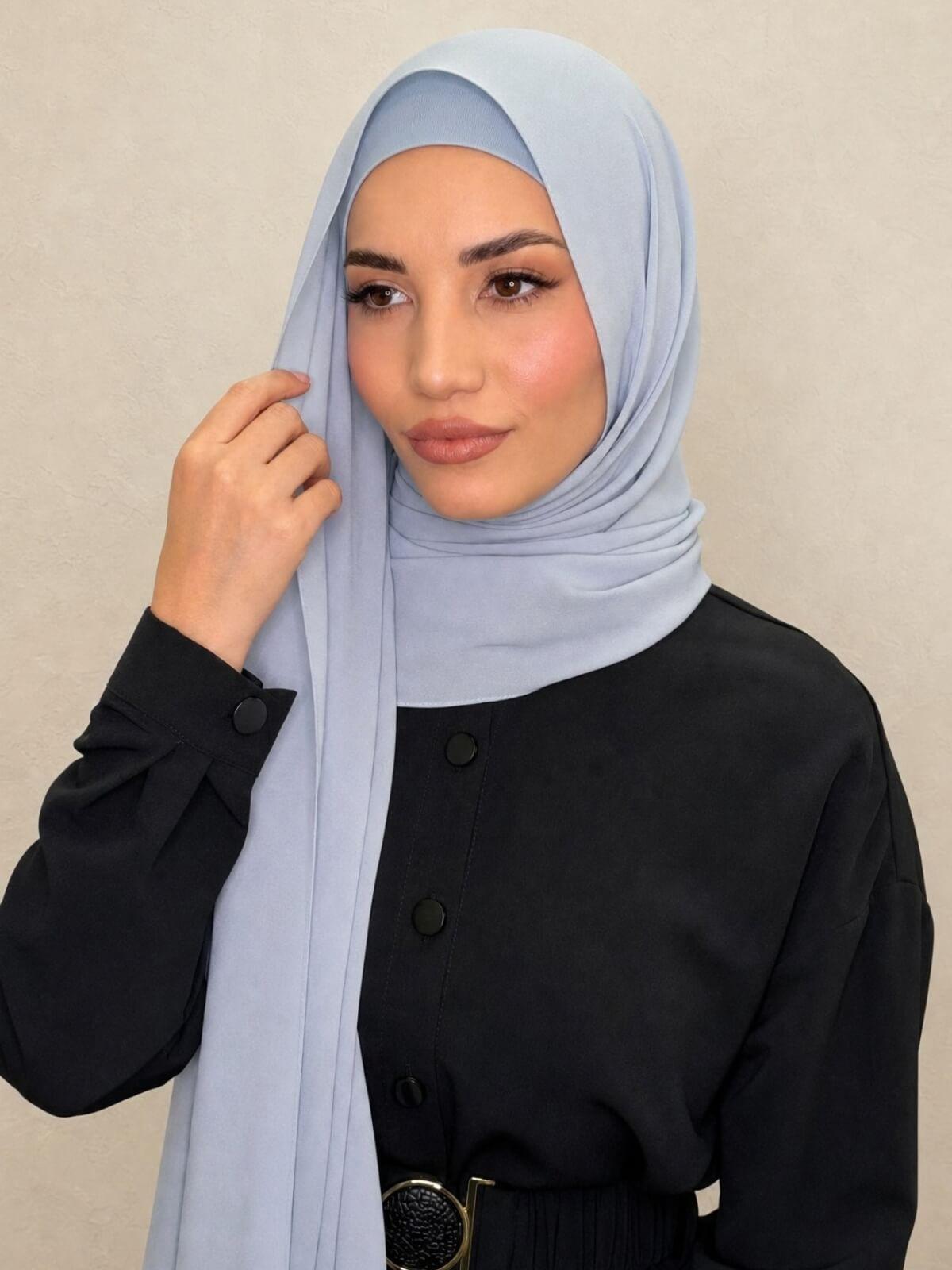 Matching Chiffon Hijab Set-Coastal Blue