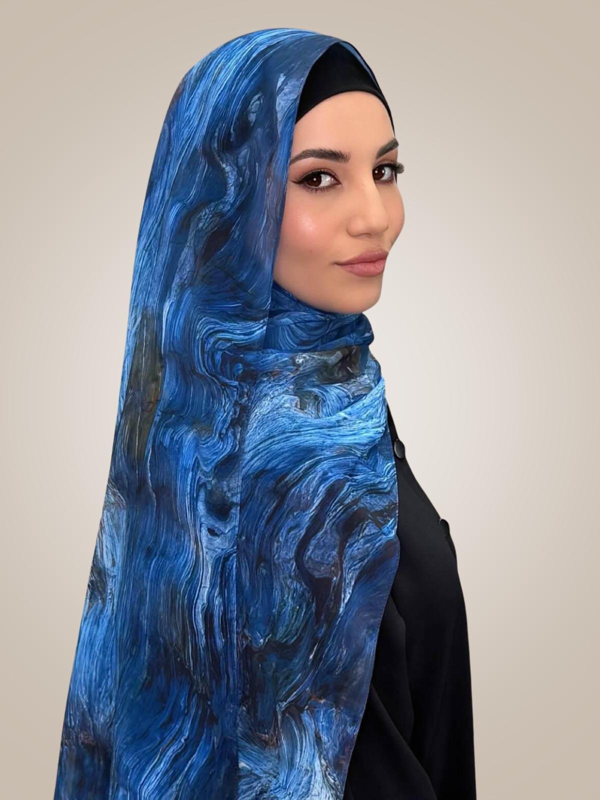 Printed Chiffon Hijab-Ocean Mist