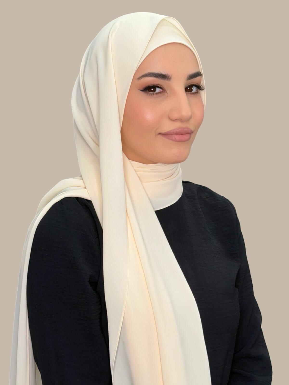 Matching Chiffon Hijab Set-Ivory Lace