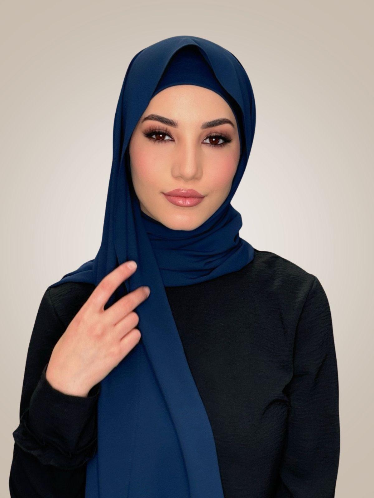 Matching Chiffon Hijab Set-Navy