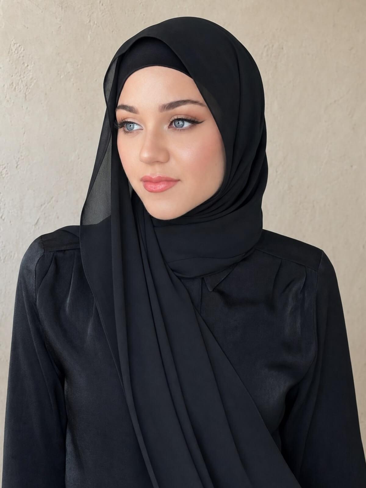 Luxury Chiffon Hijab-Black