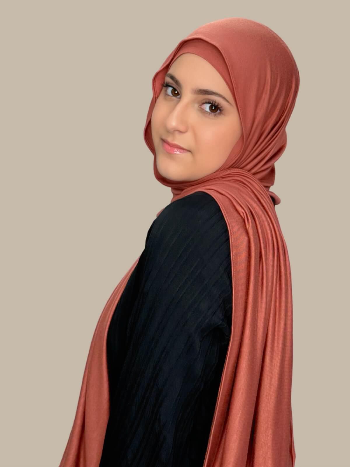 Modish Girl Premium Jersey Hijab-Brick Red