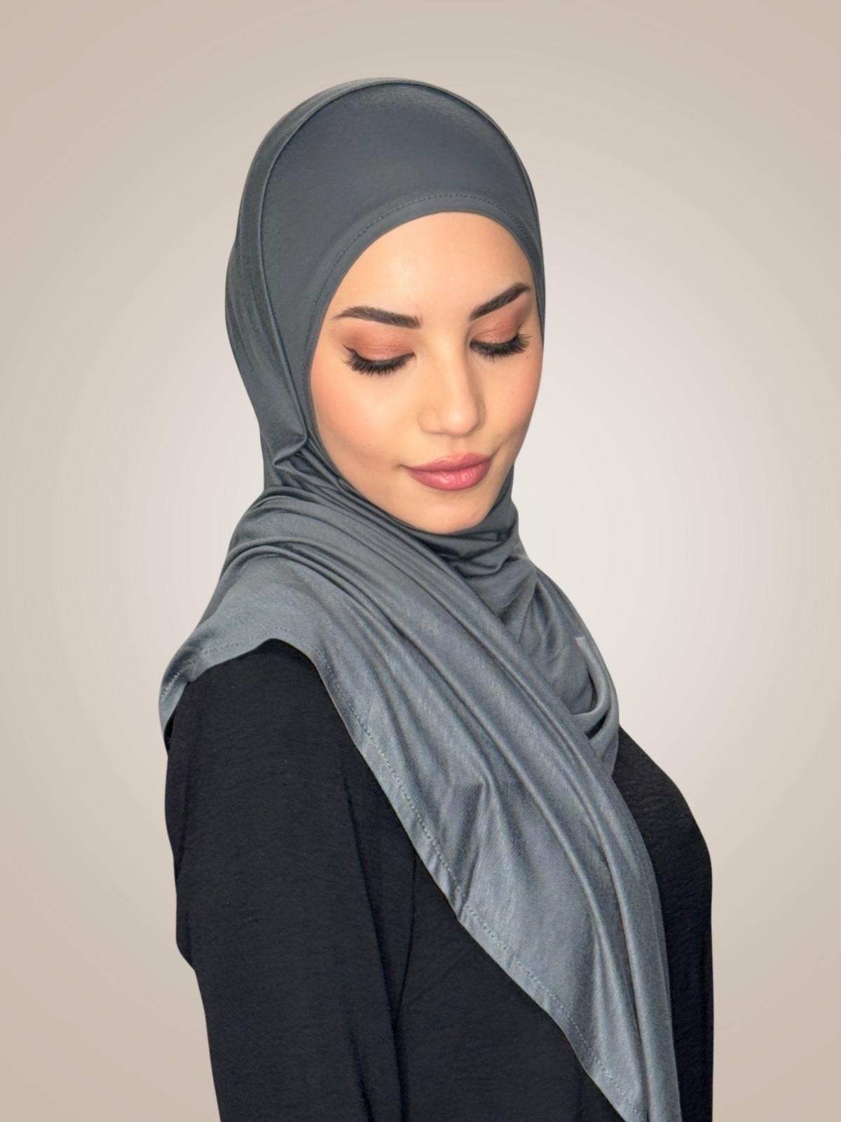 Pre-Sewn Jersey Hijab-Pebble Grey