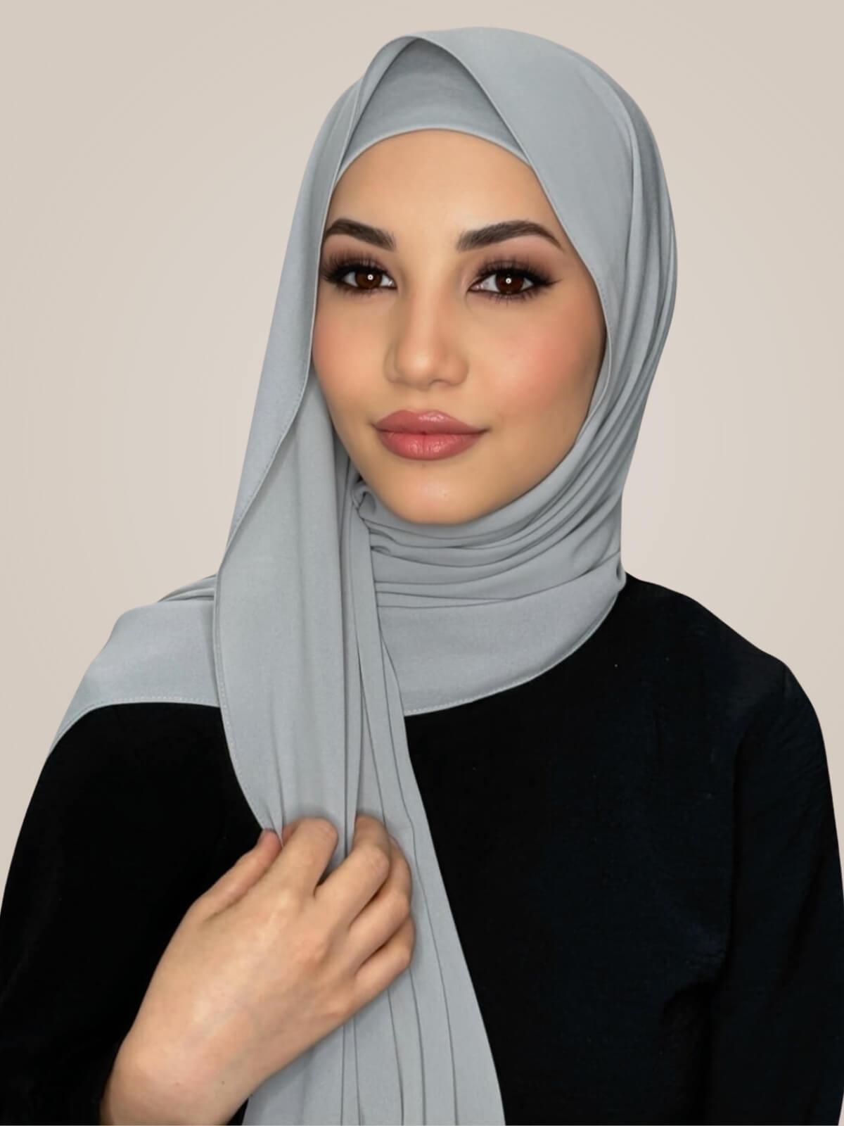 Matching Chiffon Hijab Set-Dolphin Gray