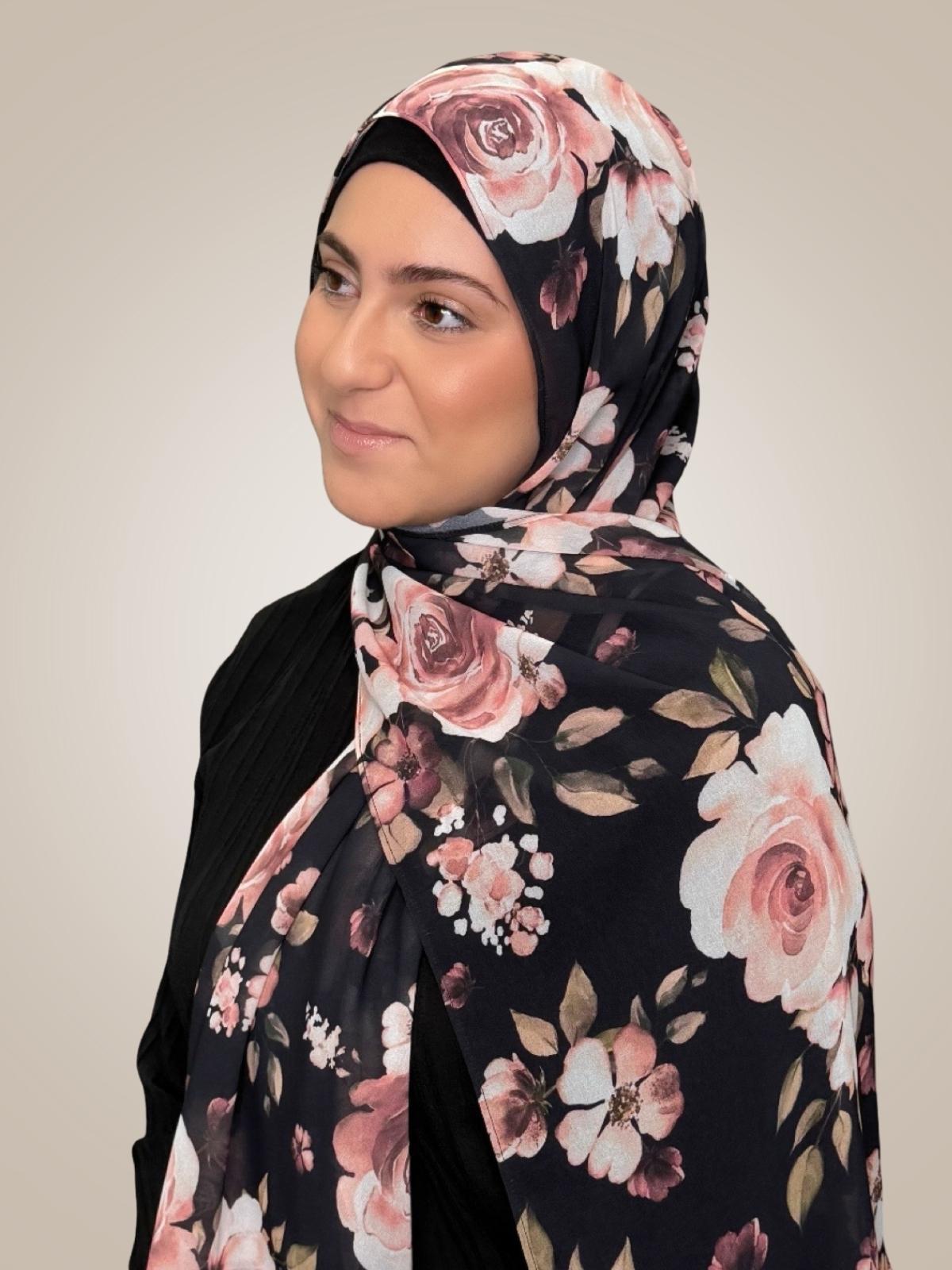 Modish Girl Printed Chiffon Hijab-Breathless Blossom