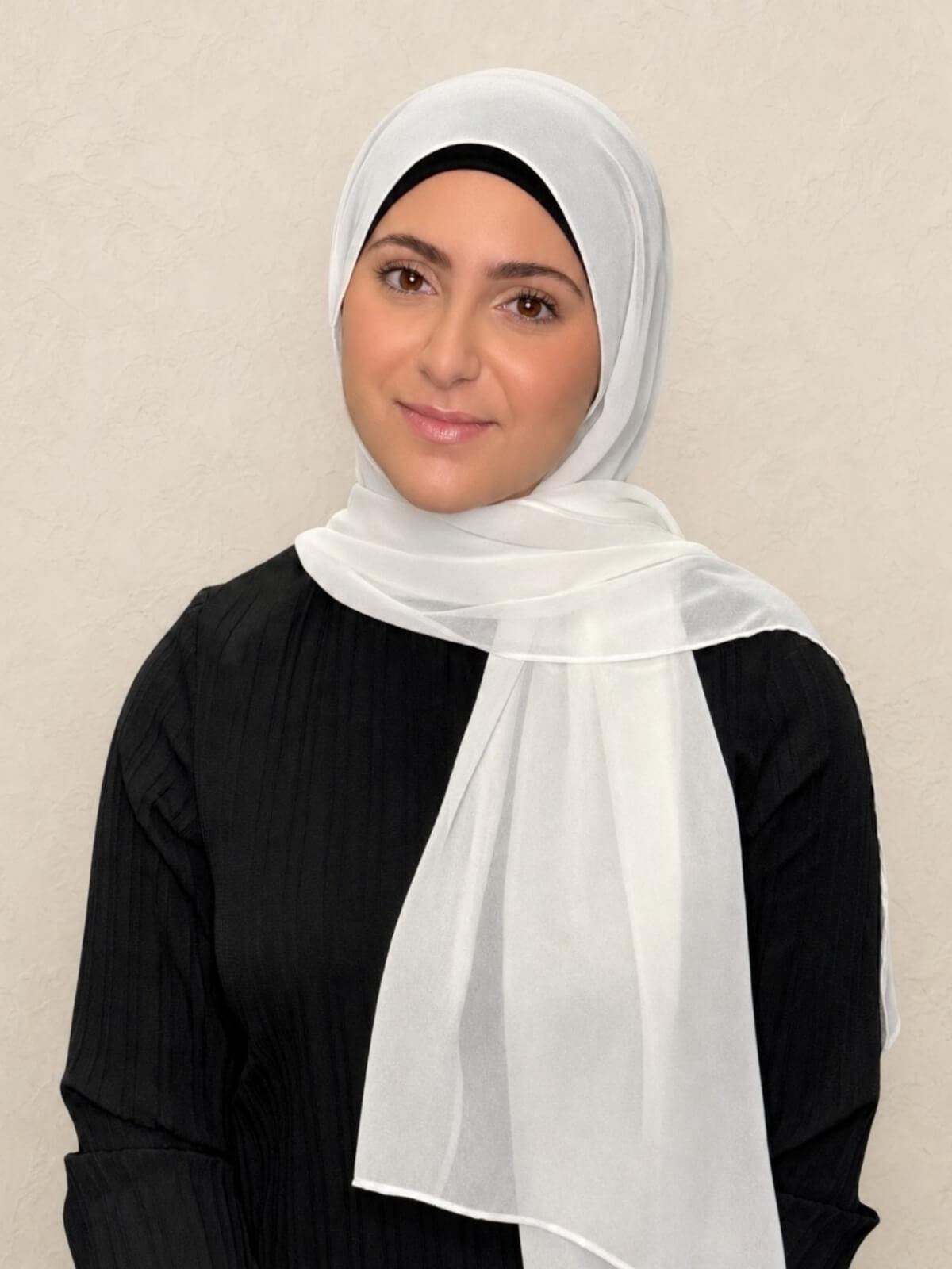 Modish Girl Luxury Chiffon Hijab-Floral White