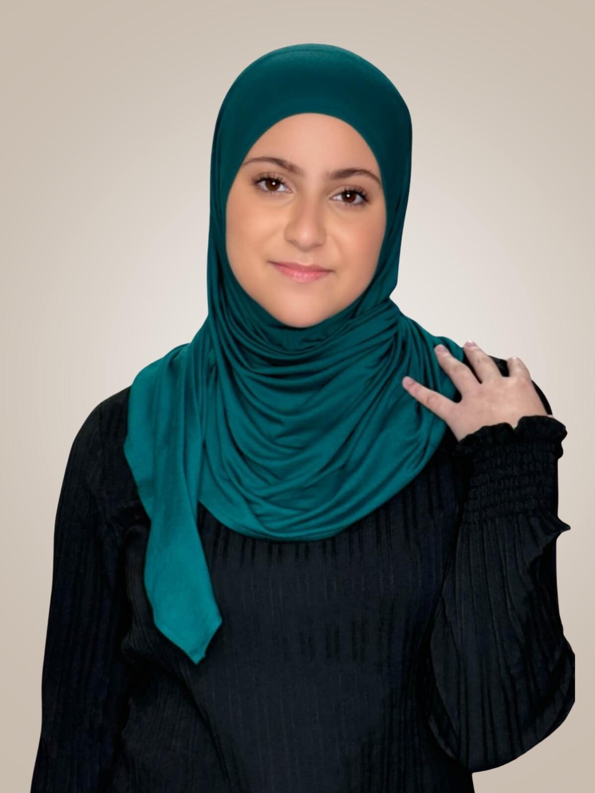Modish Girl Pre-Sewn Jersey Hijab-Pine Green
