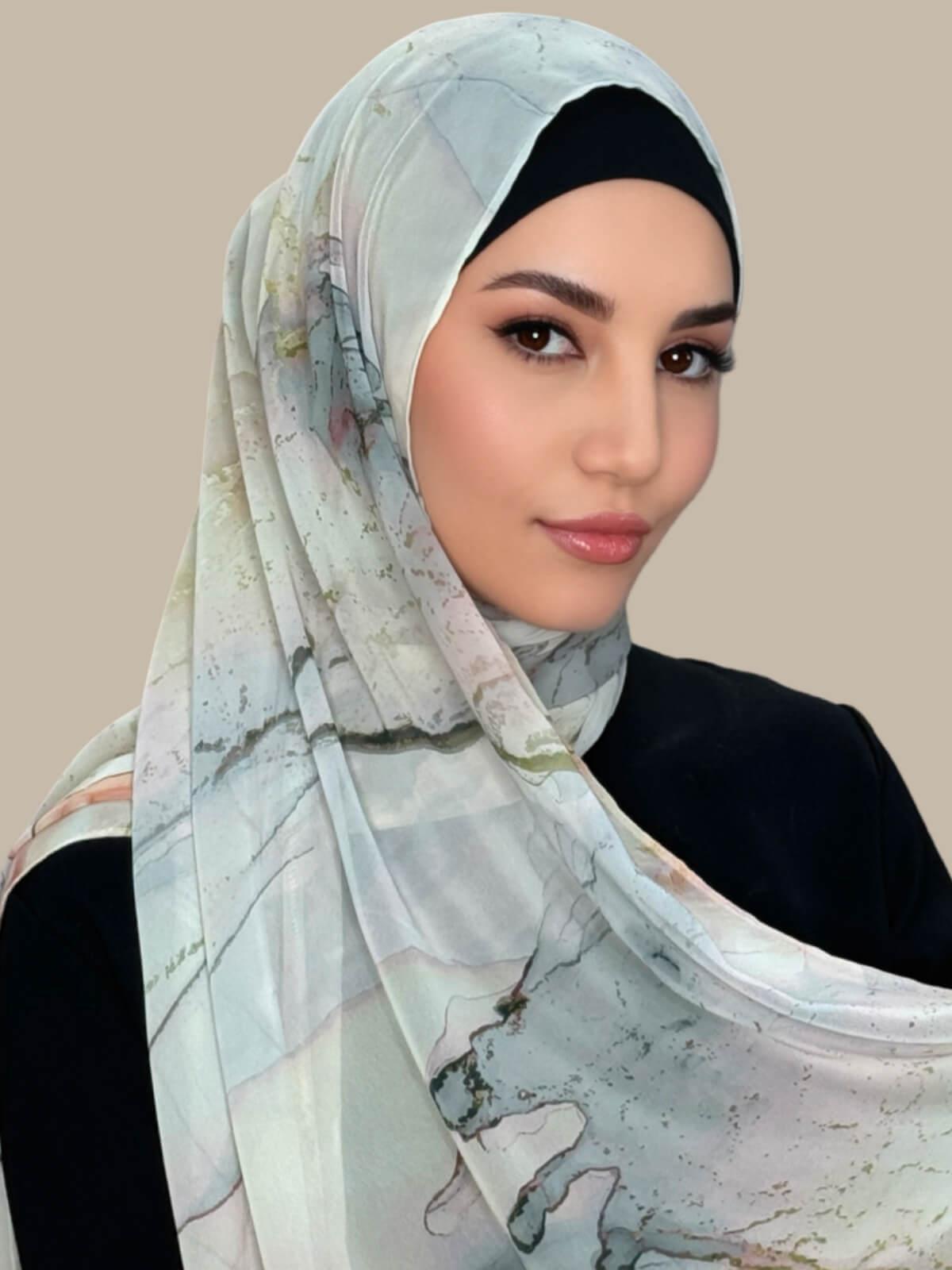 Printed Chiffon Hijab-Blush Quartz