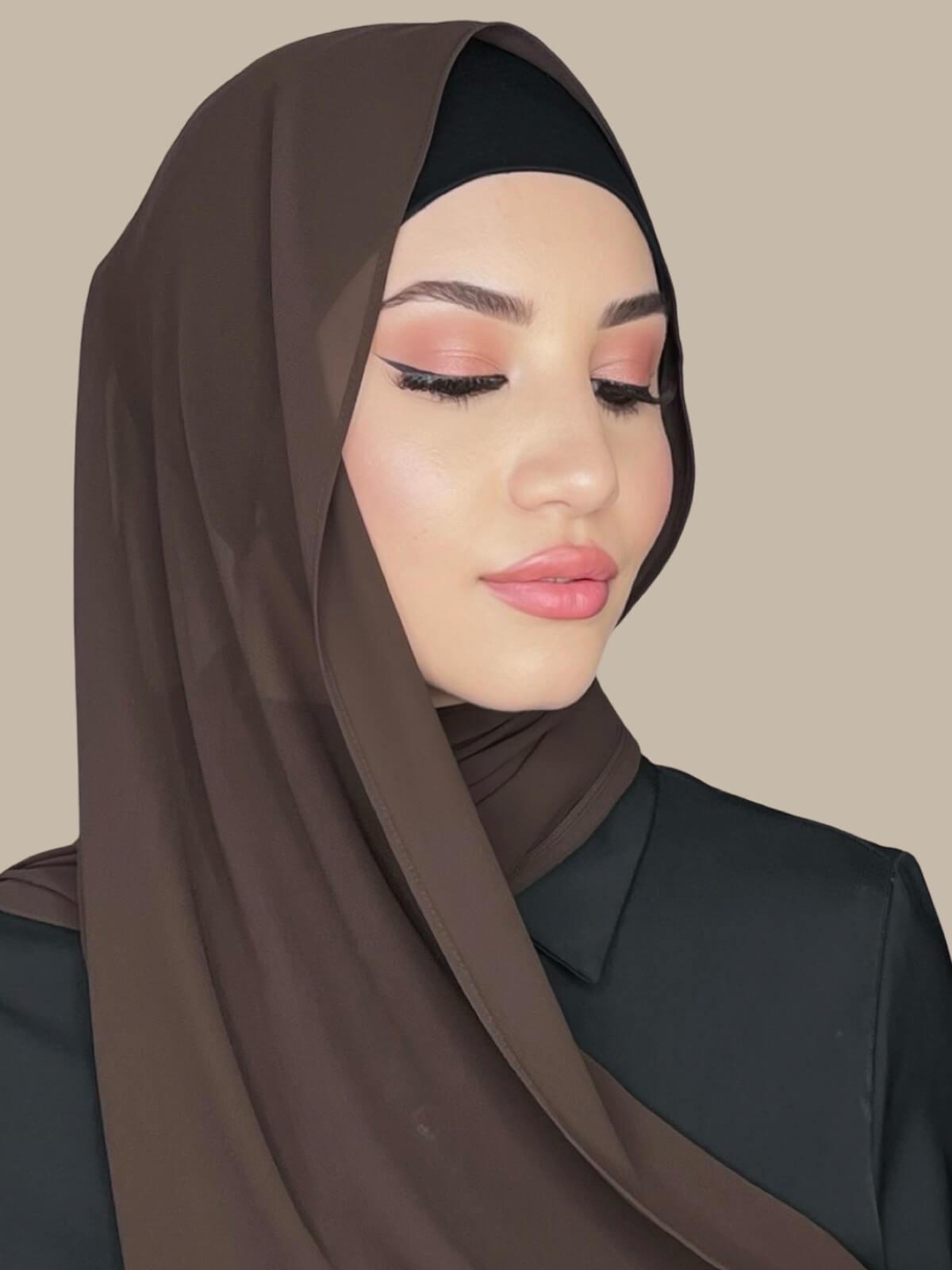 Luxury Chiffon Hijab-Brown