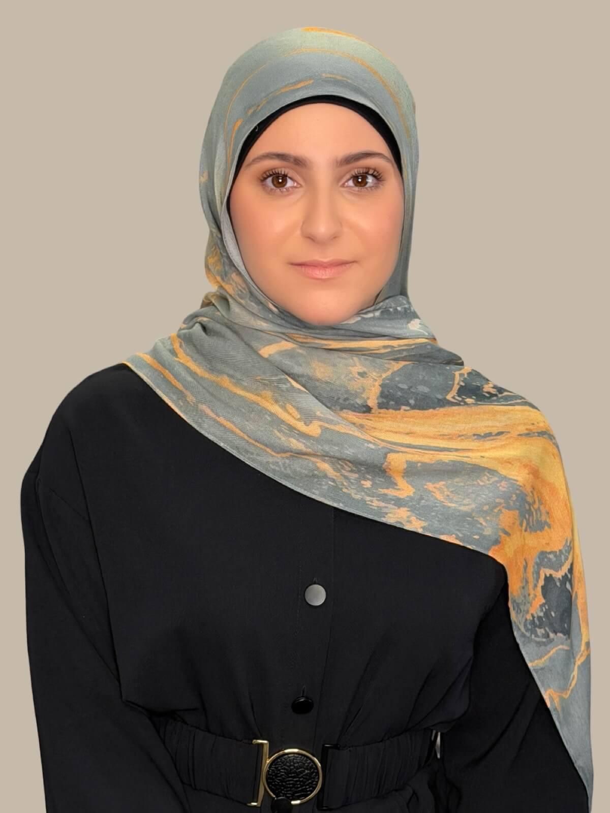 Modish Girl Print Modal Hijab-Vienna Grey