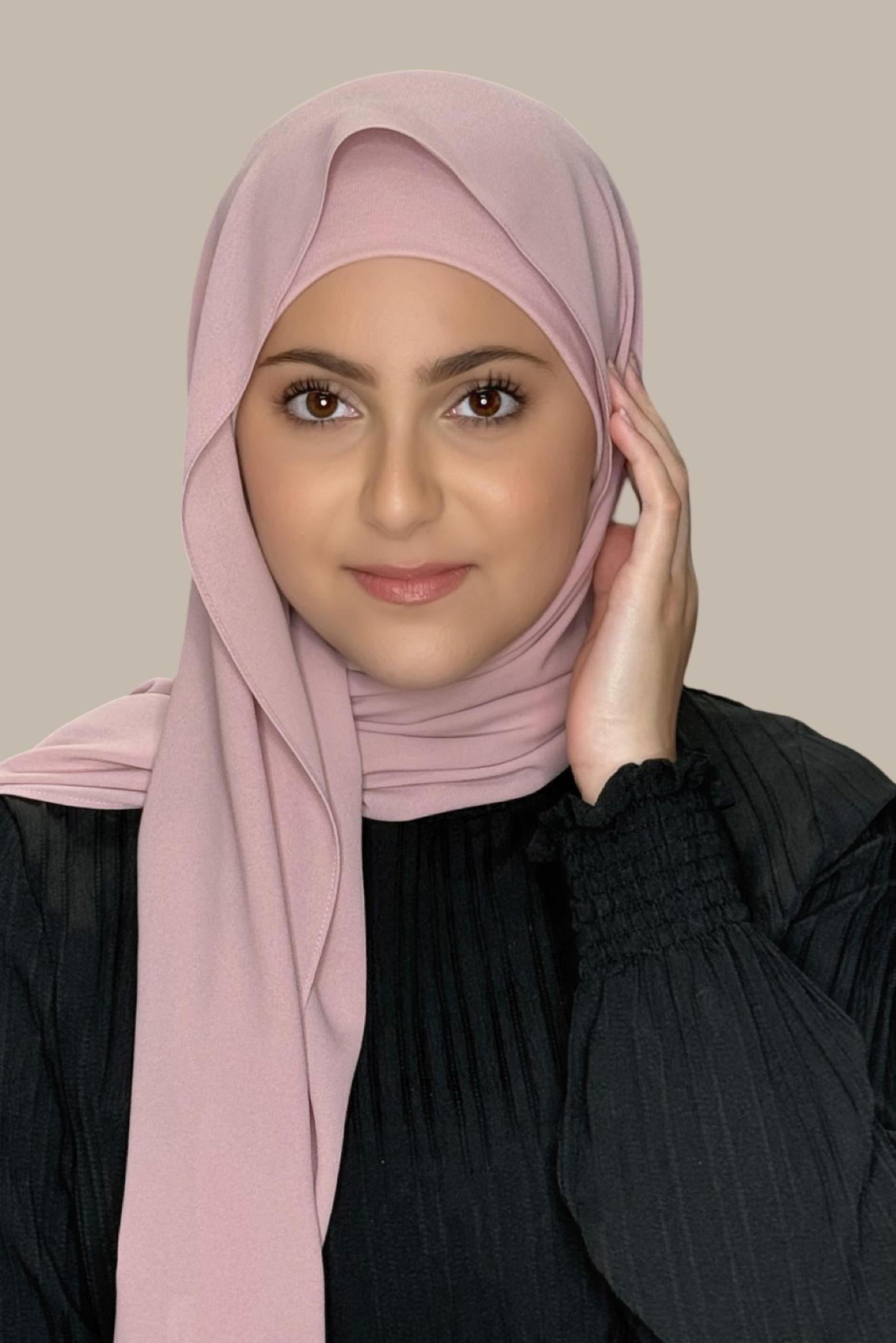 Modish Girl Matching Chiffon Hijab Set-Blush Rose