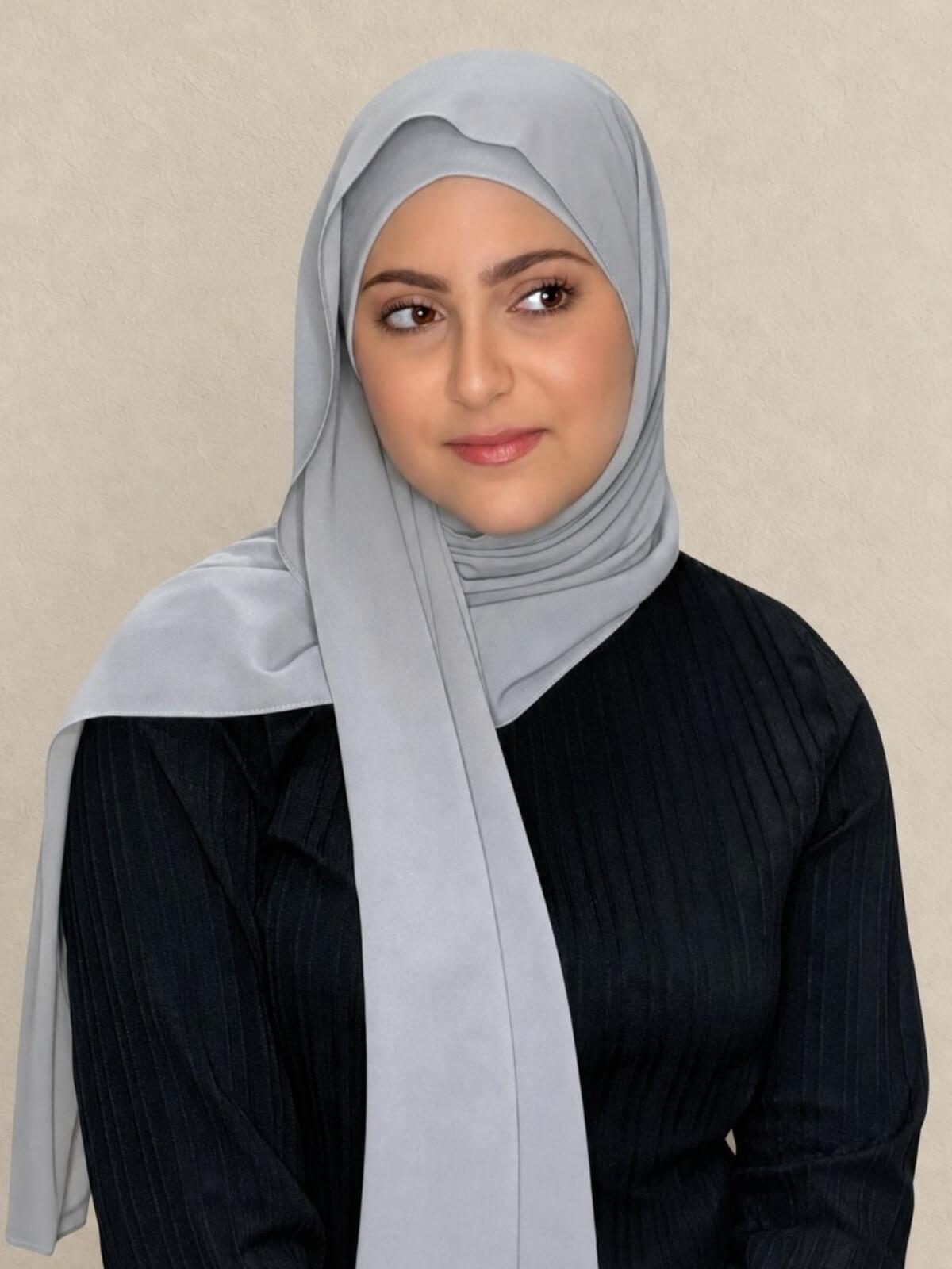 Modish Girl Matching Chiffon Hijab Set-Dolphin Gray