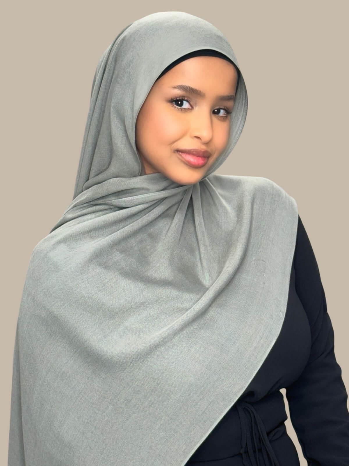 Cotton Modal Hijab-Slate Green