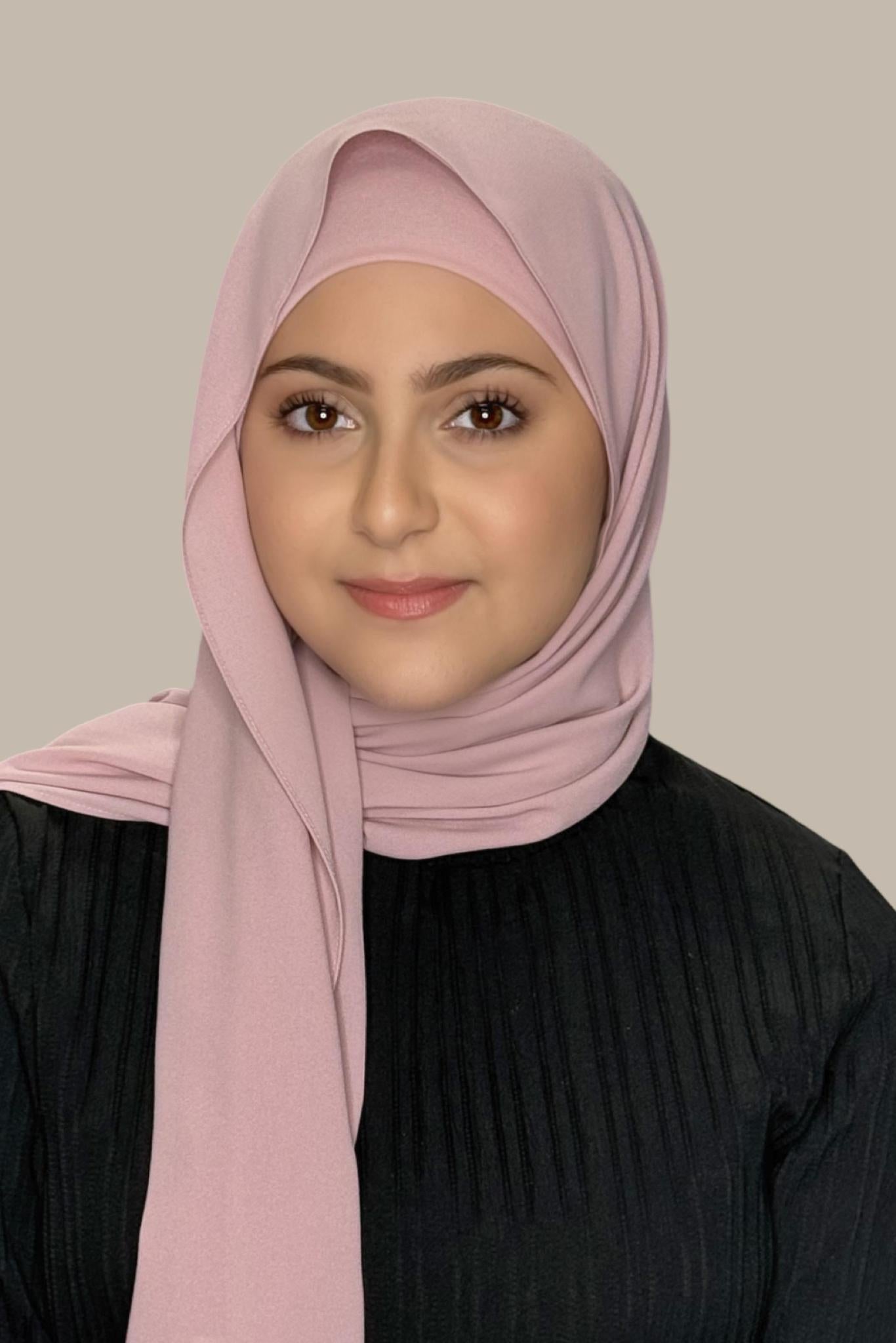 Modish Girl Matching Chiffon Hijab Set-Blush Rose