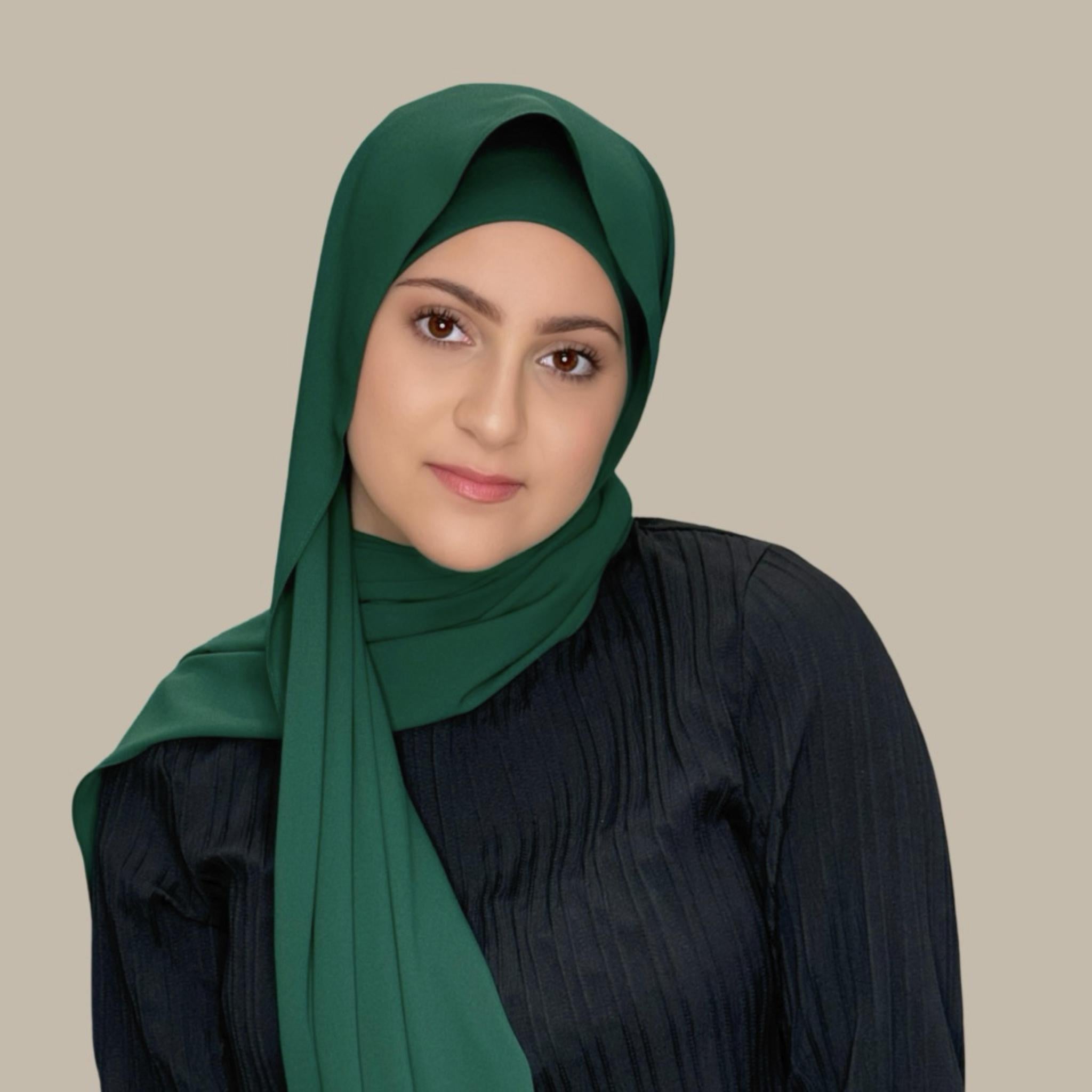 Modish Girl Matching Chiffon Hijab Set-Deep Green - Modish Hijab