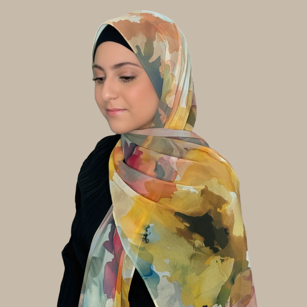 Modish Girl Printed Chiffon Hijab-Petal Whisper - Modish Hijab