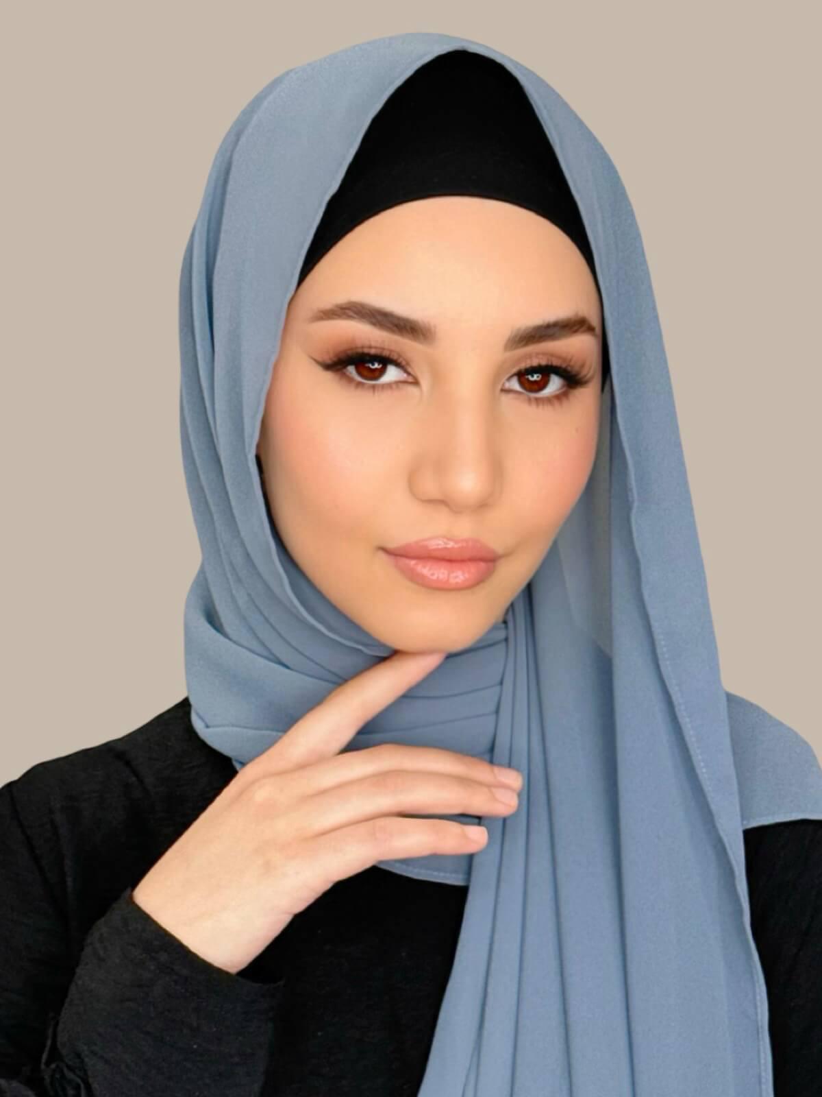 Luxury Chiffon Hijab-Dusty Blue