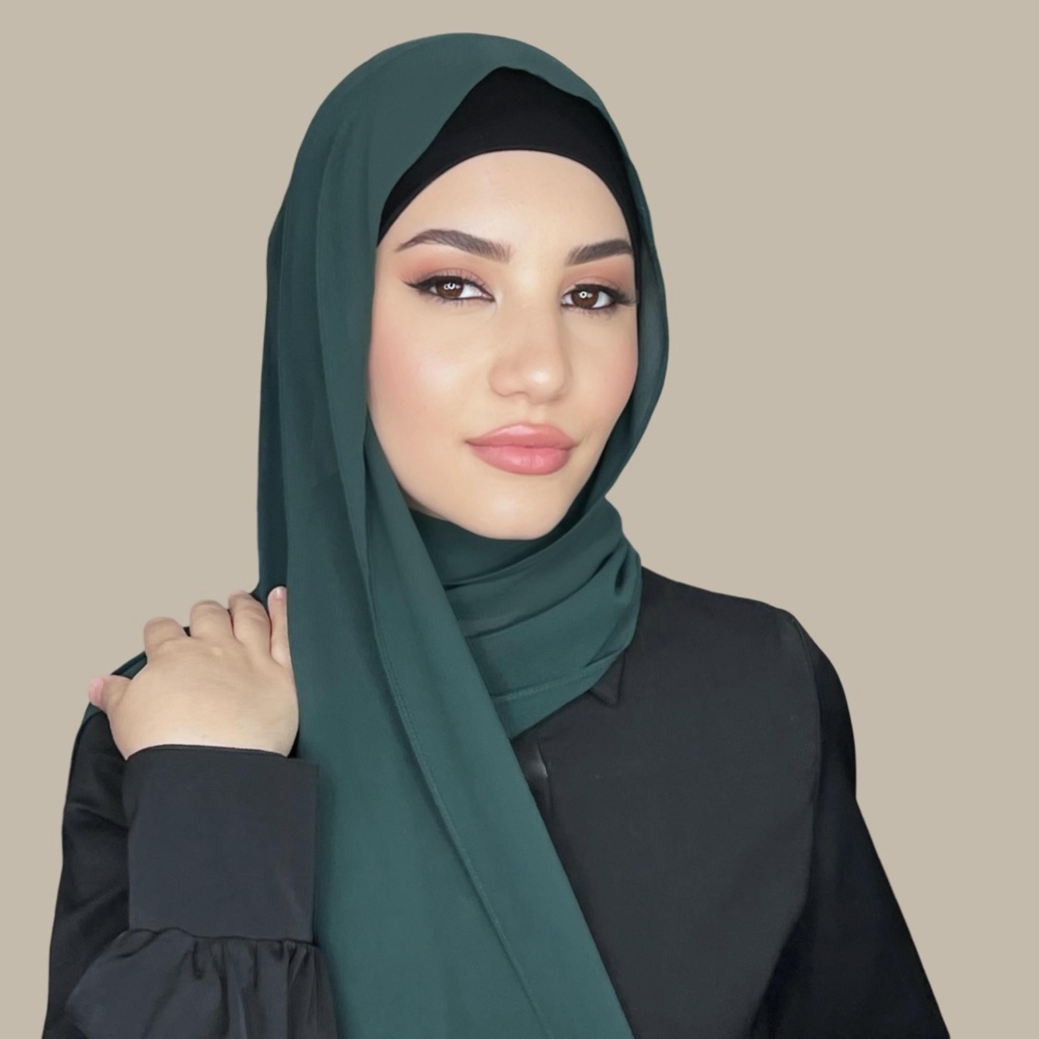 Luxury Chiffon Hijab-Deep Green - Modish Hijab