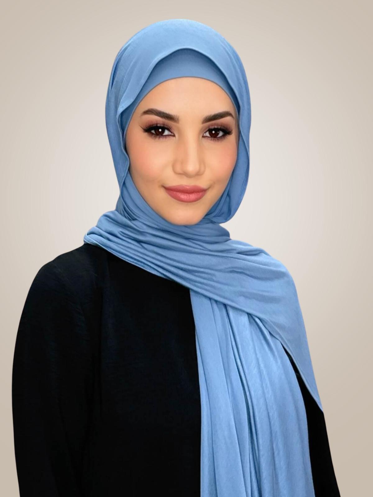 Premium Jersey Hijab-Blue Grey
