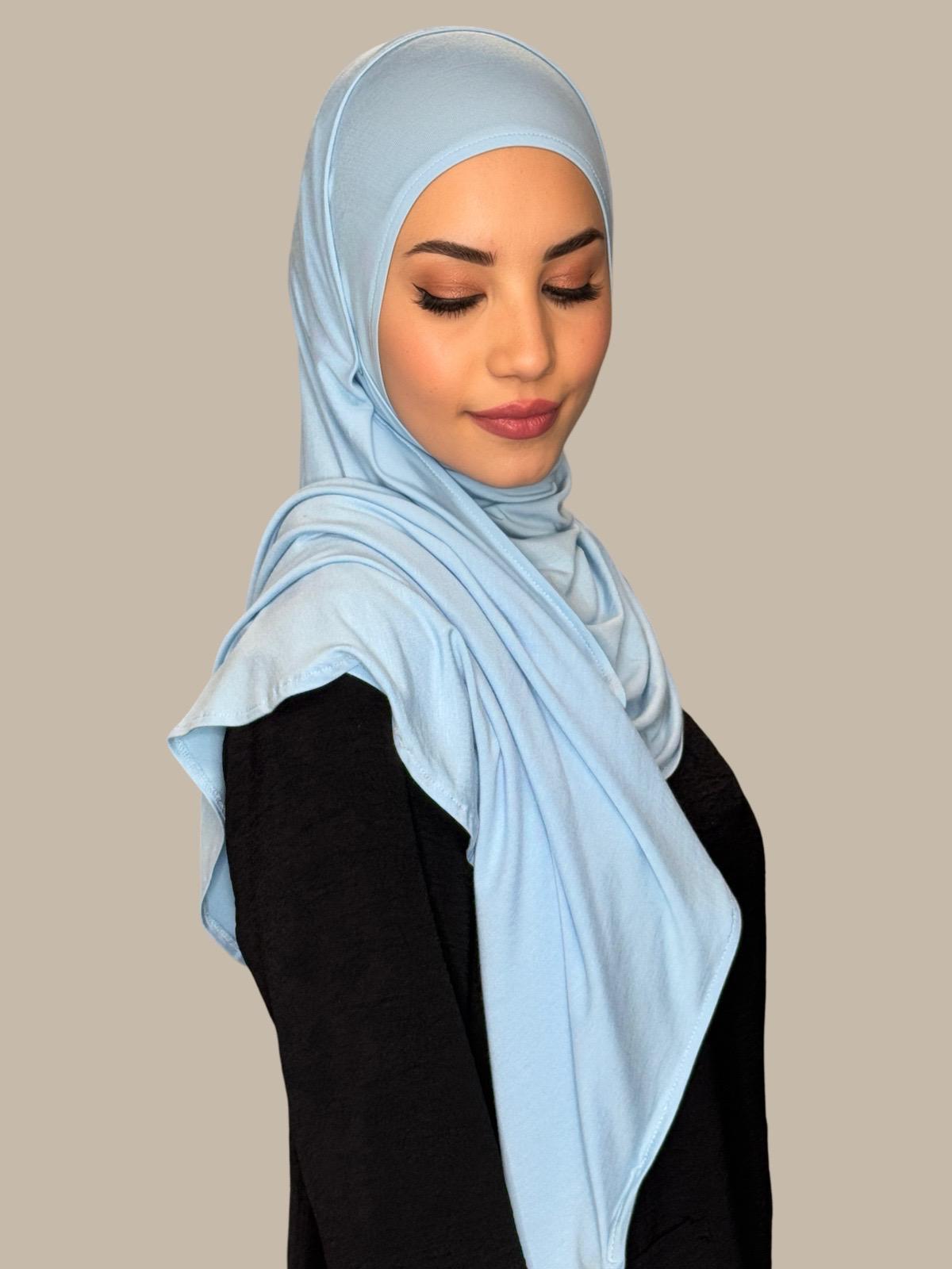 Pre-Sewn Jersey Hijab-Baby Blue