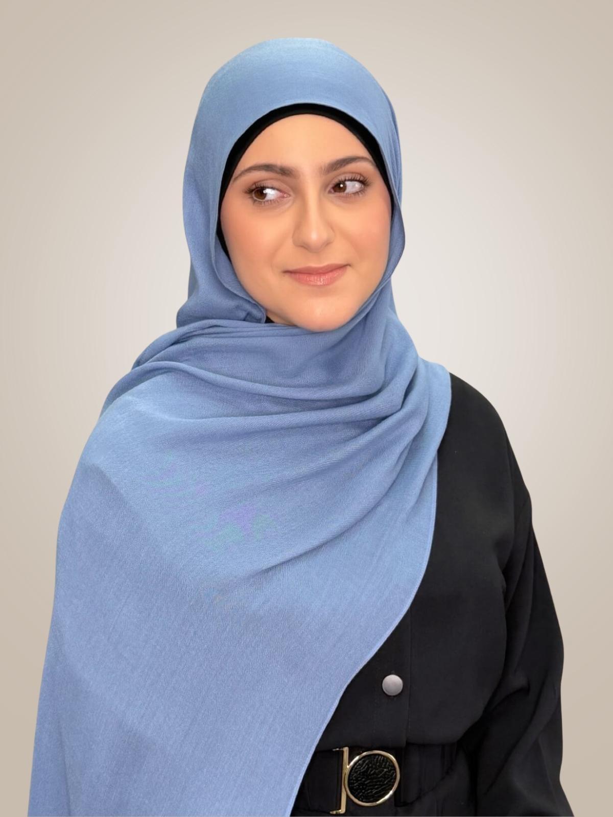 Modish Girl Cotton Modal Hijab-Steel Blue