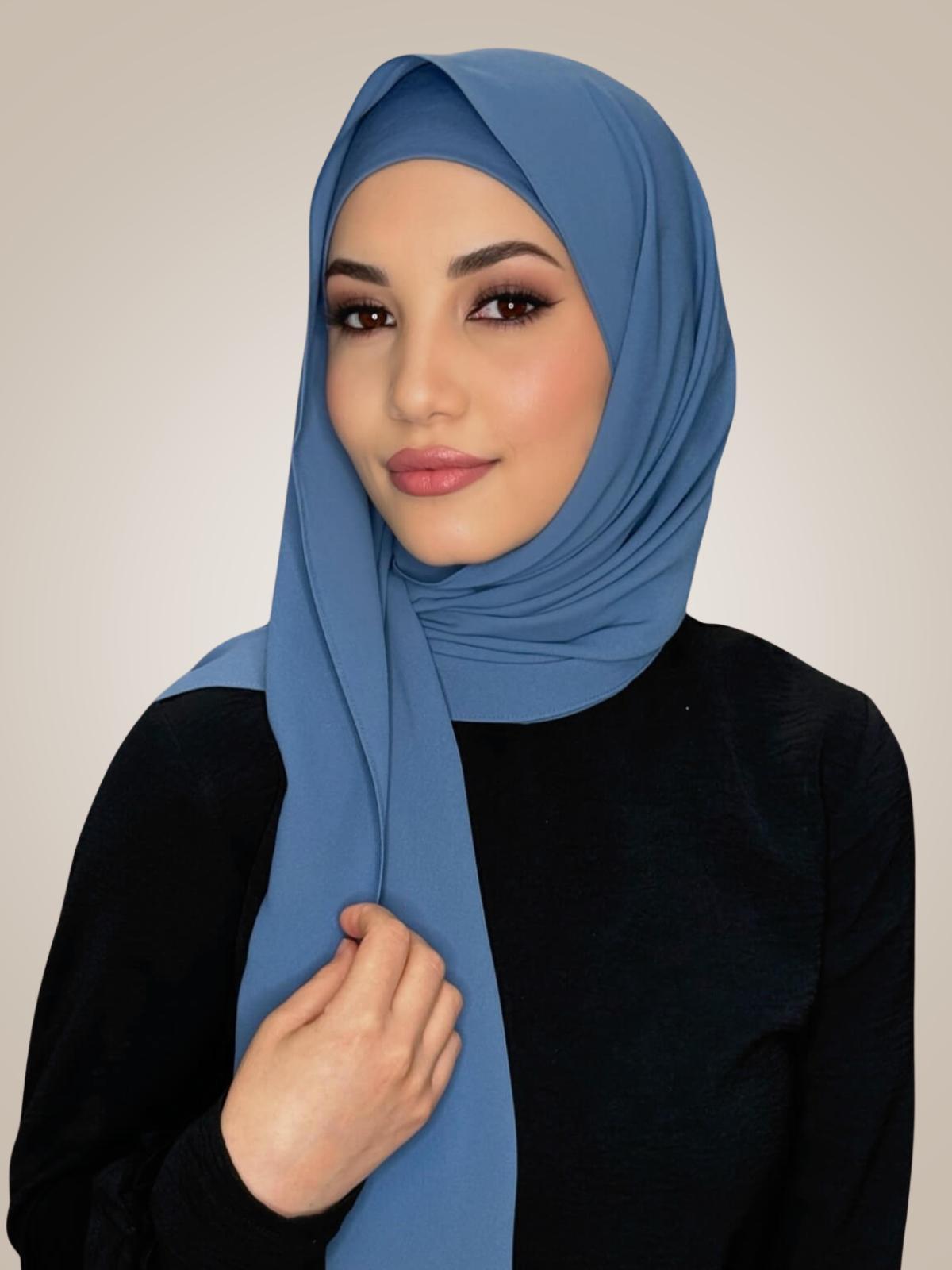 Matching Chiffon Hijab Set-Cool Blue
